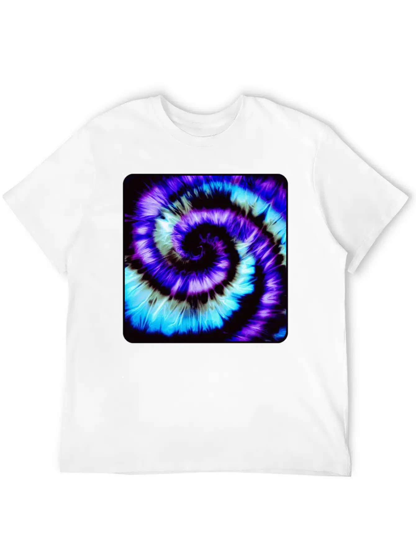 Purple, Blue & Black Tie Dye Spiral Lightweight Cotton T-Shirt – Daily Comfort Graphic Shirt