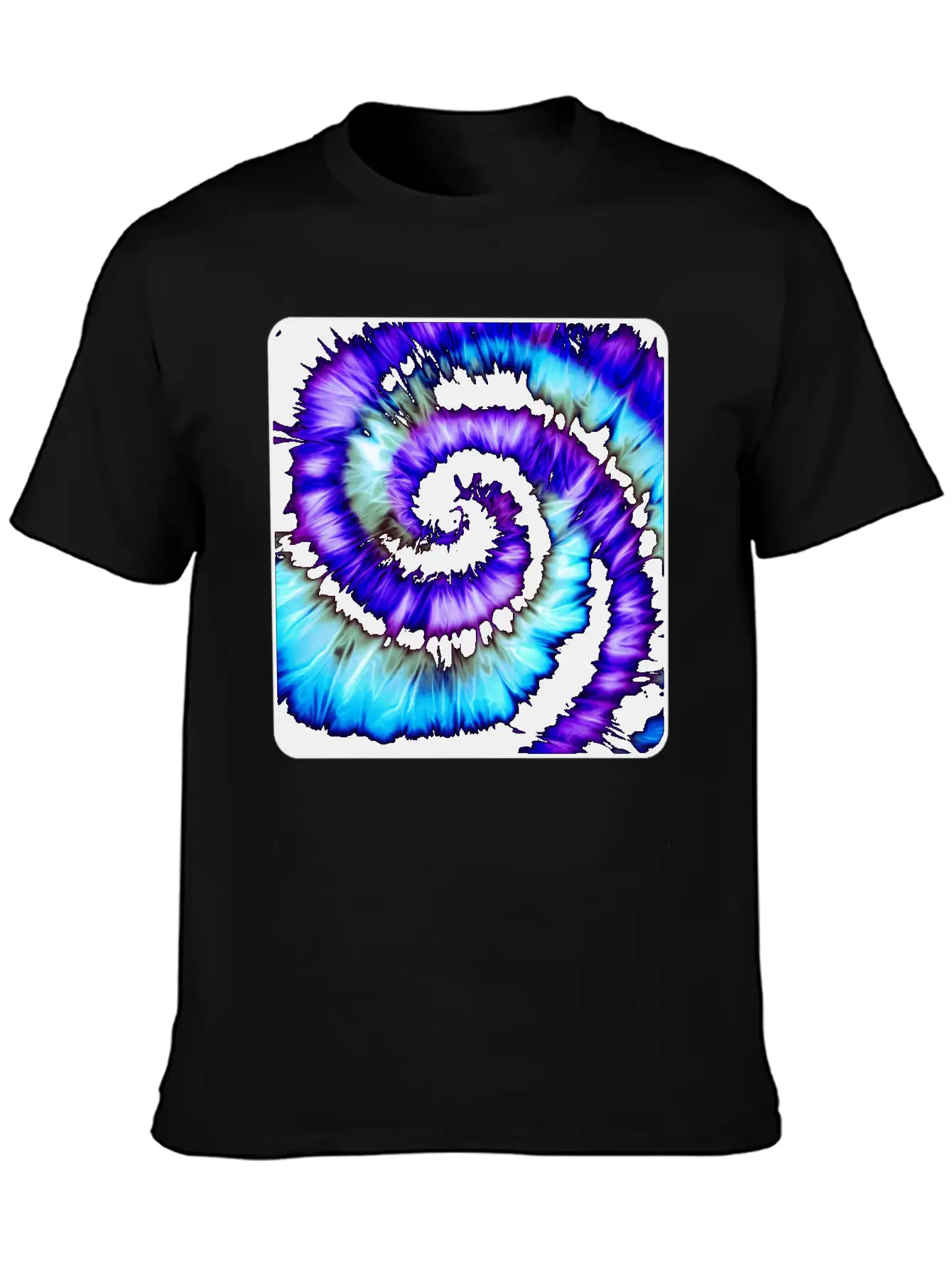 Purple, Blue & Black Tie Dye Spiral Lightweight Cotton T-Shirt – Daily Comfort Graphic Shirt