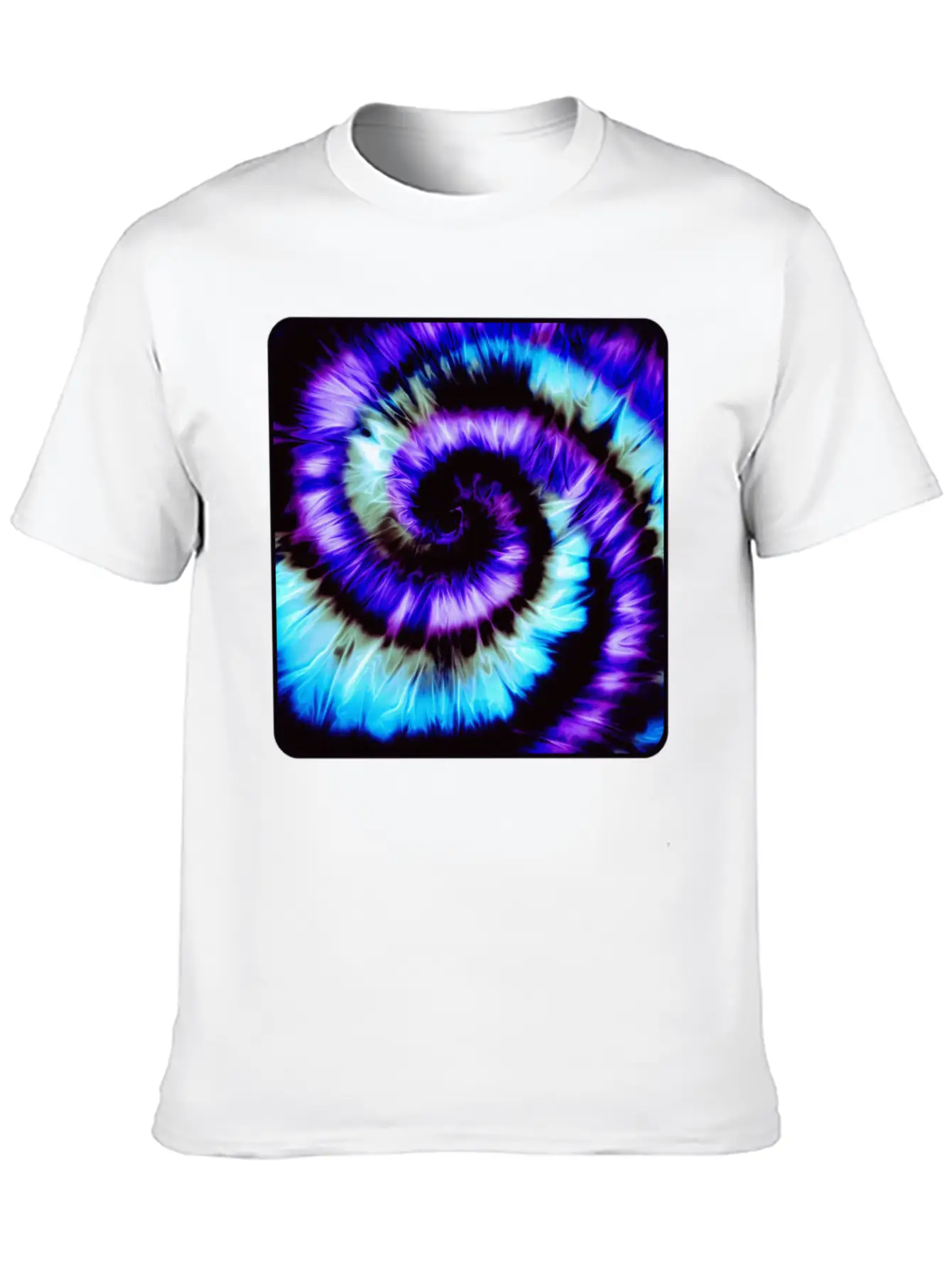 Purple, Blue & Black Tie Dye Spiral Lightweight Cotton T-Shirt – Daily Comfort Graphic Shirt