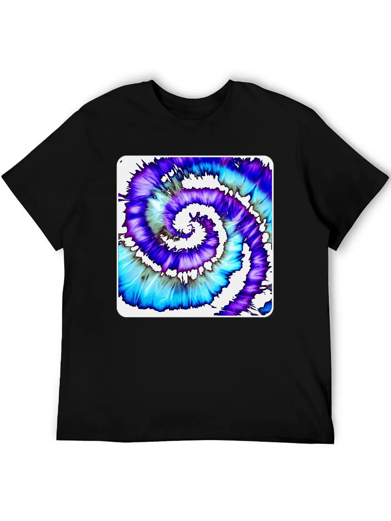 Purple, Blue & Black Tie Dye Spiral Lightweight Cotton T-Shirt – Daily Comfort Graphic Shirt