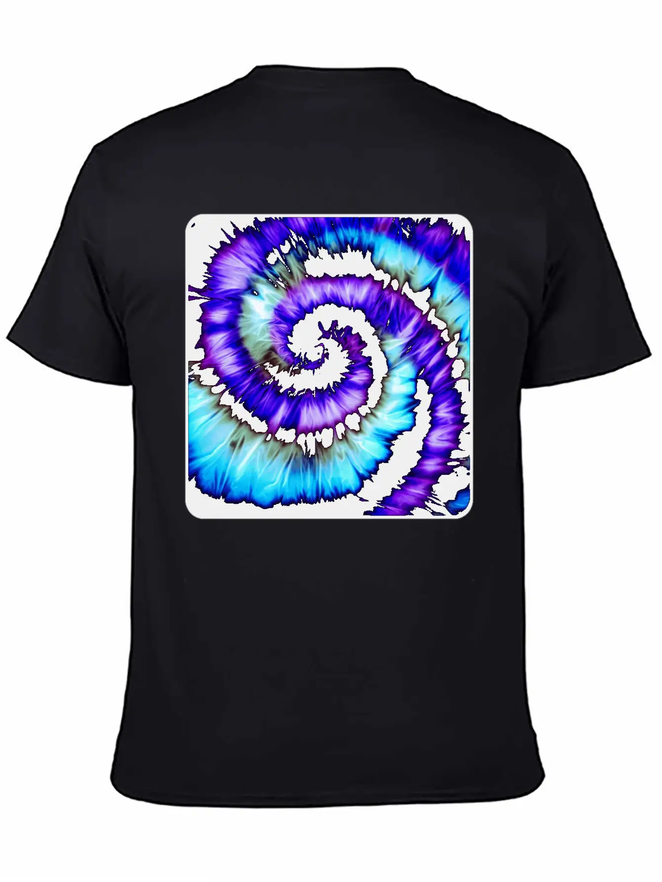 Purple, Blue & Black Tie Dye Spiral Lightweight Cotton T-Shirt – Daily Comfort Graphic Shirt