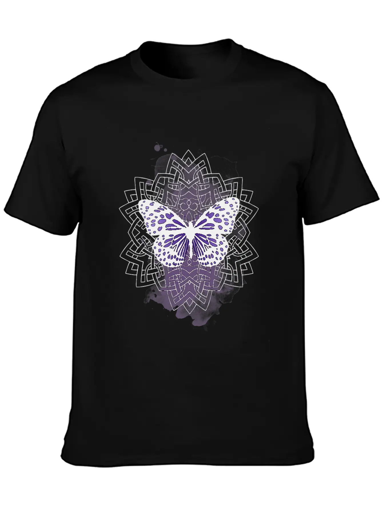 Purple Butterfly With Mandala Soft Cotton Short Sleeve Tee – Unisex Wardrobe Staple