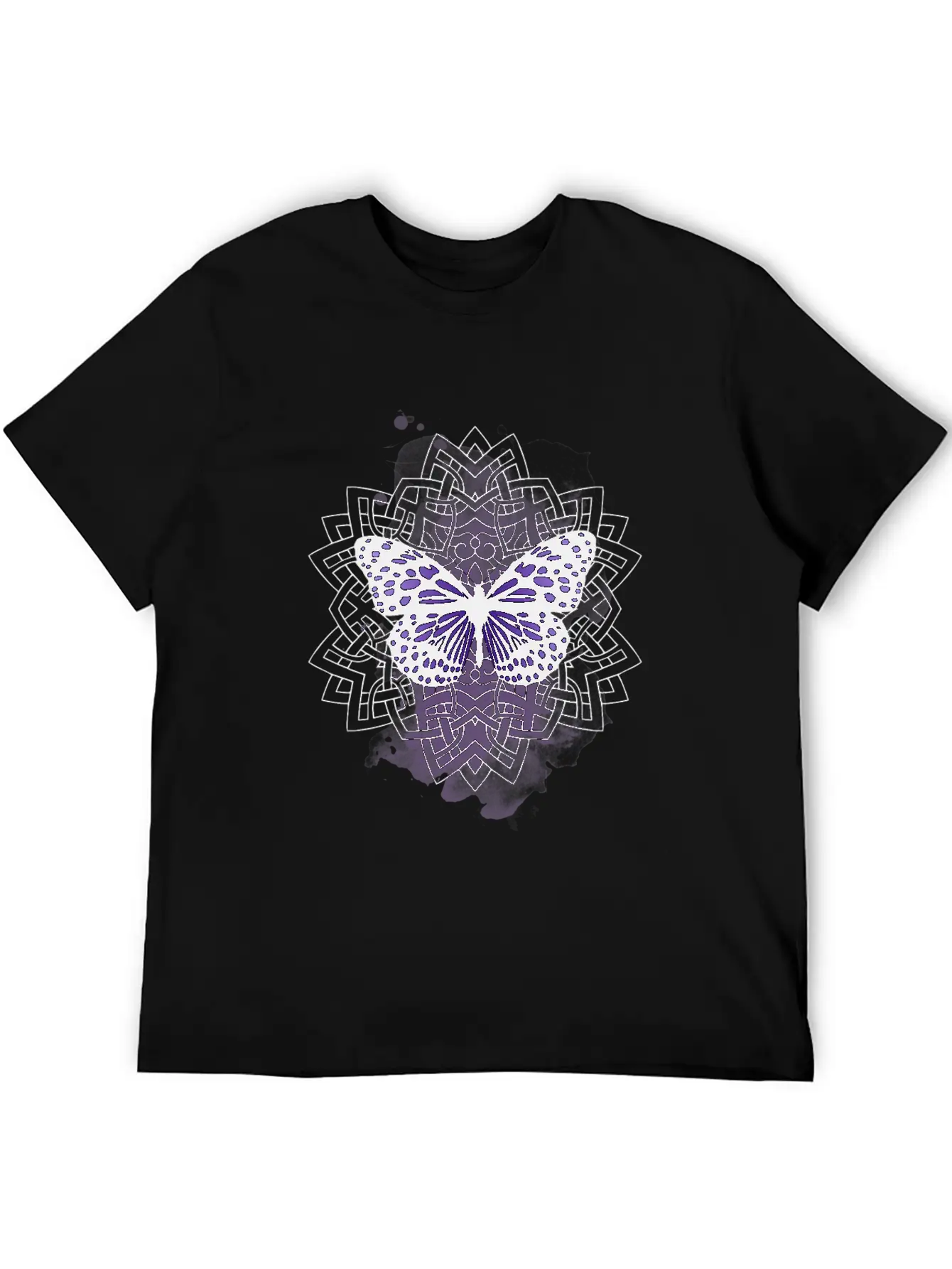 Purple Butterfly With Mandala Soft Cotton Short Sleeve Tee – Unisex Wardrobe Staple