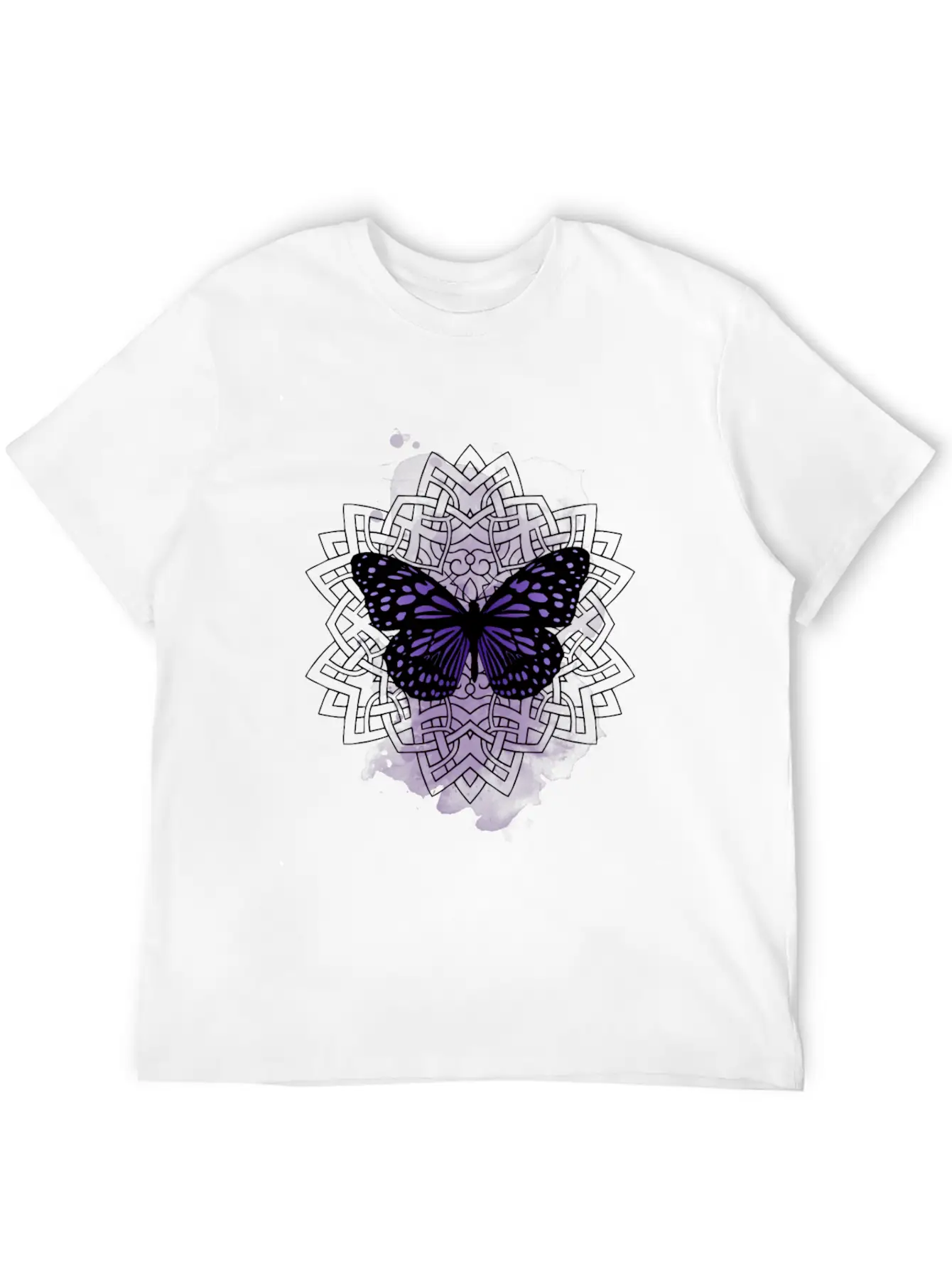 Purple Butterfly With Mandala Soft Cotton Short Sleeve Tee – Unisex Wardrobe Staple