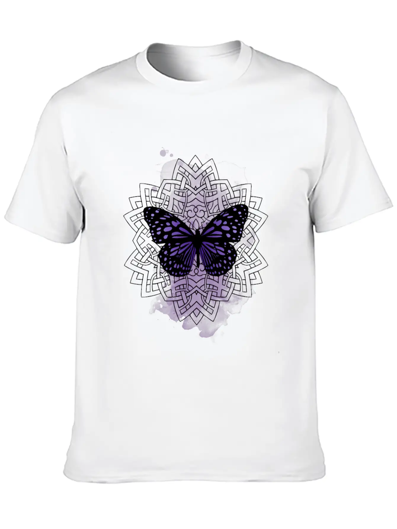 Purple Butterfly With Mandala Soft Cotton Short Sleeve Tee – Unisex Wardrobe Staple