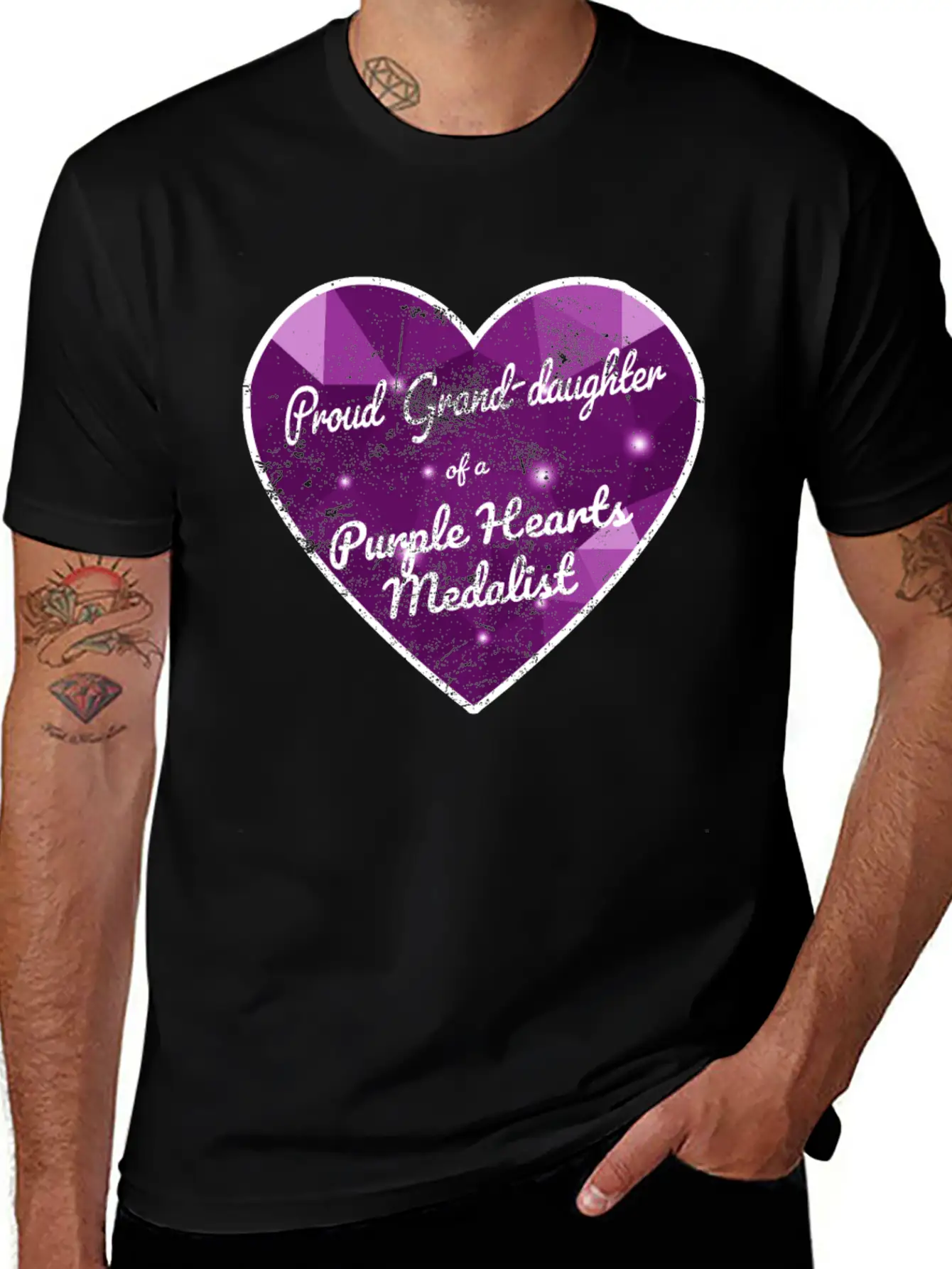 Purple Hearts War Veteran Proud Granddaughter Unisex Casual T-Shirt – Clean Design For Daily Comfort