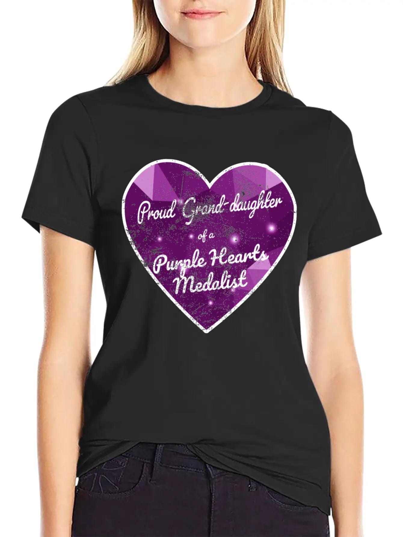 Purple Hearts War Veteran Proud Granddaughter Unisex Casual T-Shirt – Clean Design For Daily Comfort