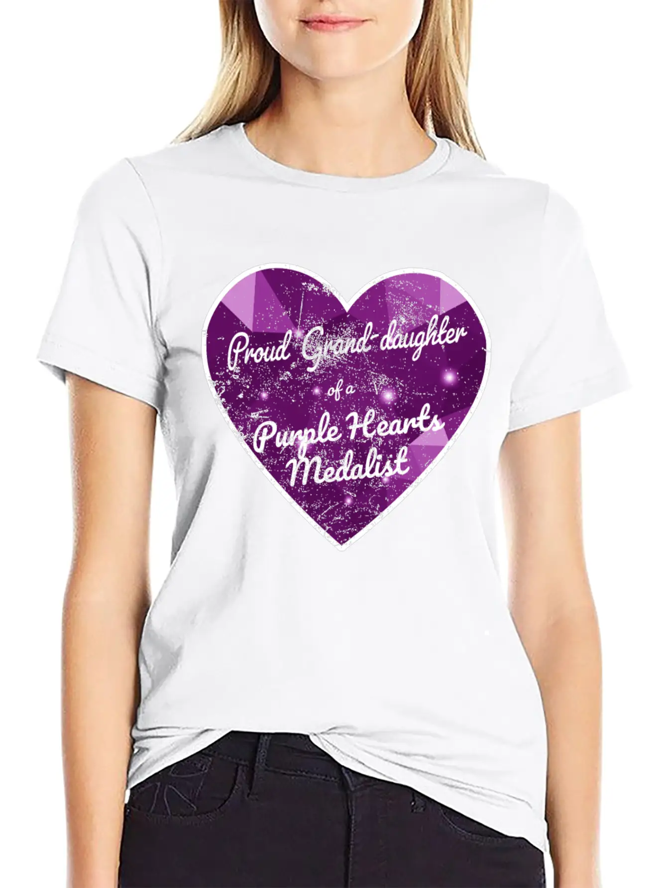 Purple Hearts War Veteran Proud Granddaughter Unisex Casual T-Shirt – Clean Design For Daily Comfort