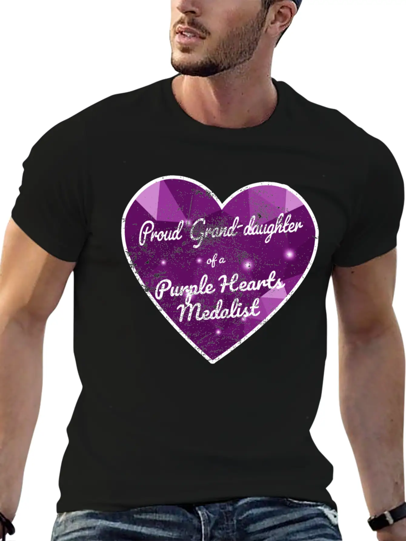Purple Hearts War Veteran Proud Granddaughter Unisex Casual T-Shirt – Clean Design For Daily Comfort