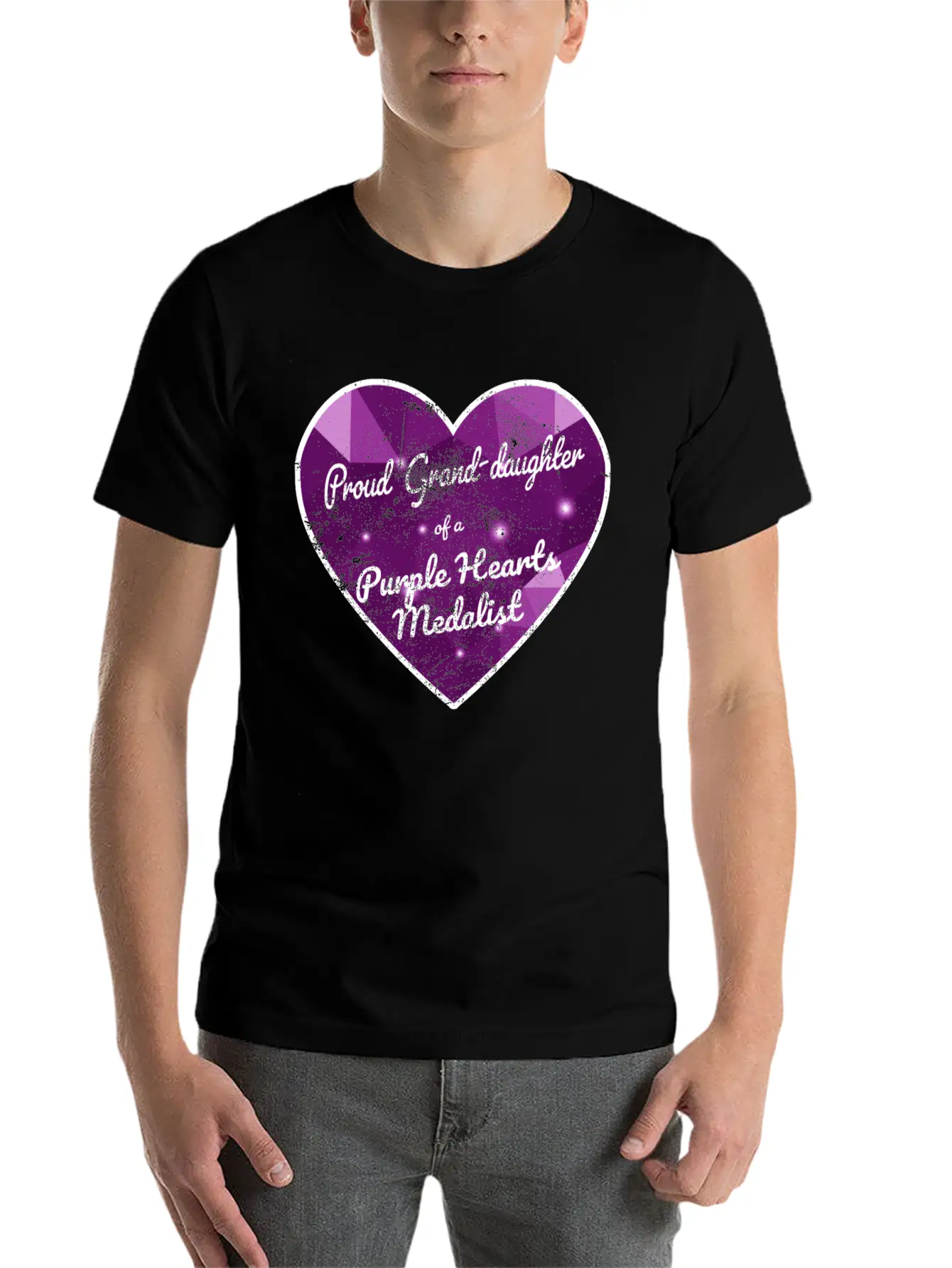 Purple Hearts War Veteran Proud Granddaughter Unisex Casual T-Shirt – Clean Design For Daily Comfort