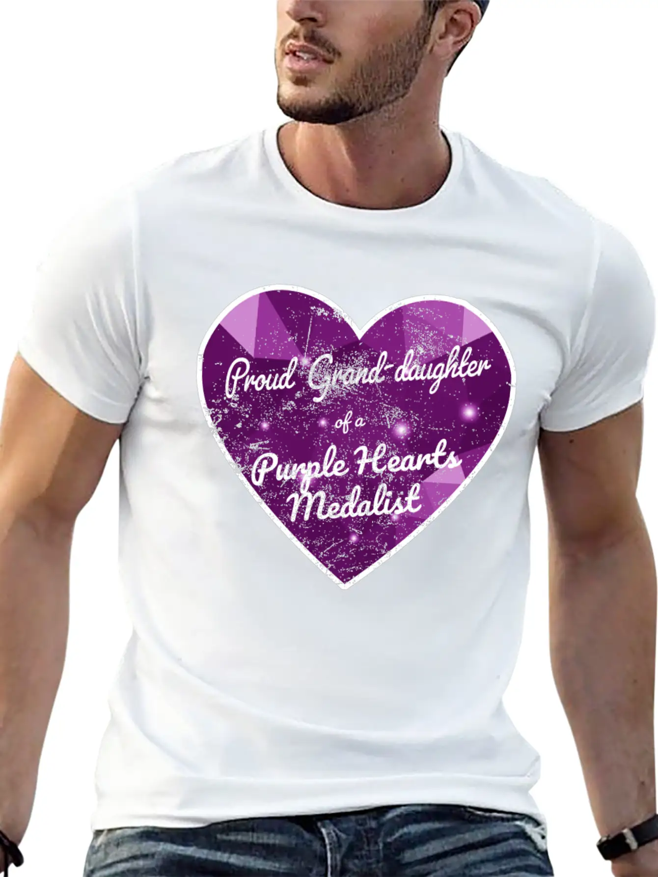 Purple Hearts War Veteran Proud Granddaughter Unisex Casual T-Shirt – Clean Design For Daily Comfort