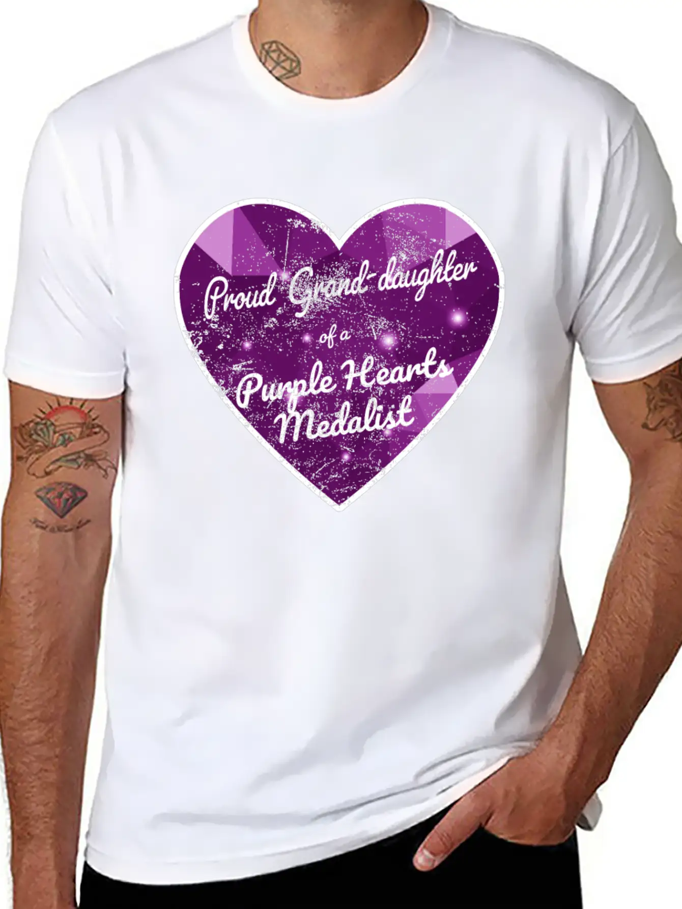 Purple Hearts War Veteran Proud Granddaughter Unisex Casual T-Shirt – Clean Design For Daily Comfort