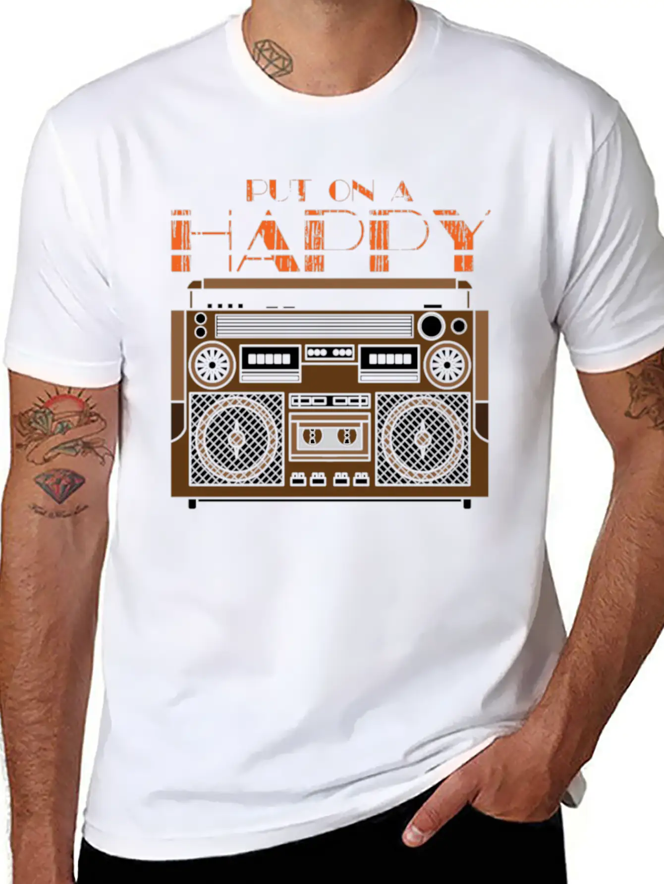 Put On A Happy Song Cassette Design Unisex Casual T-Shirt – Clean Design For Daily Comfort
