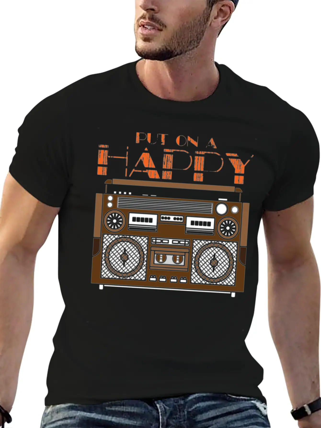 Put On A Happy Song Cassette Design Unisex Casual T-Shirt – Clean Design For Daily Comfort