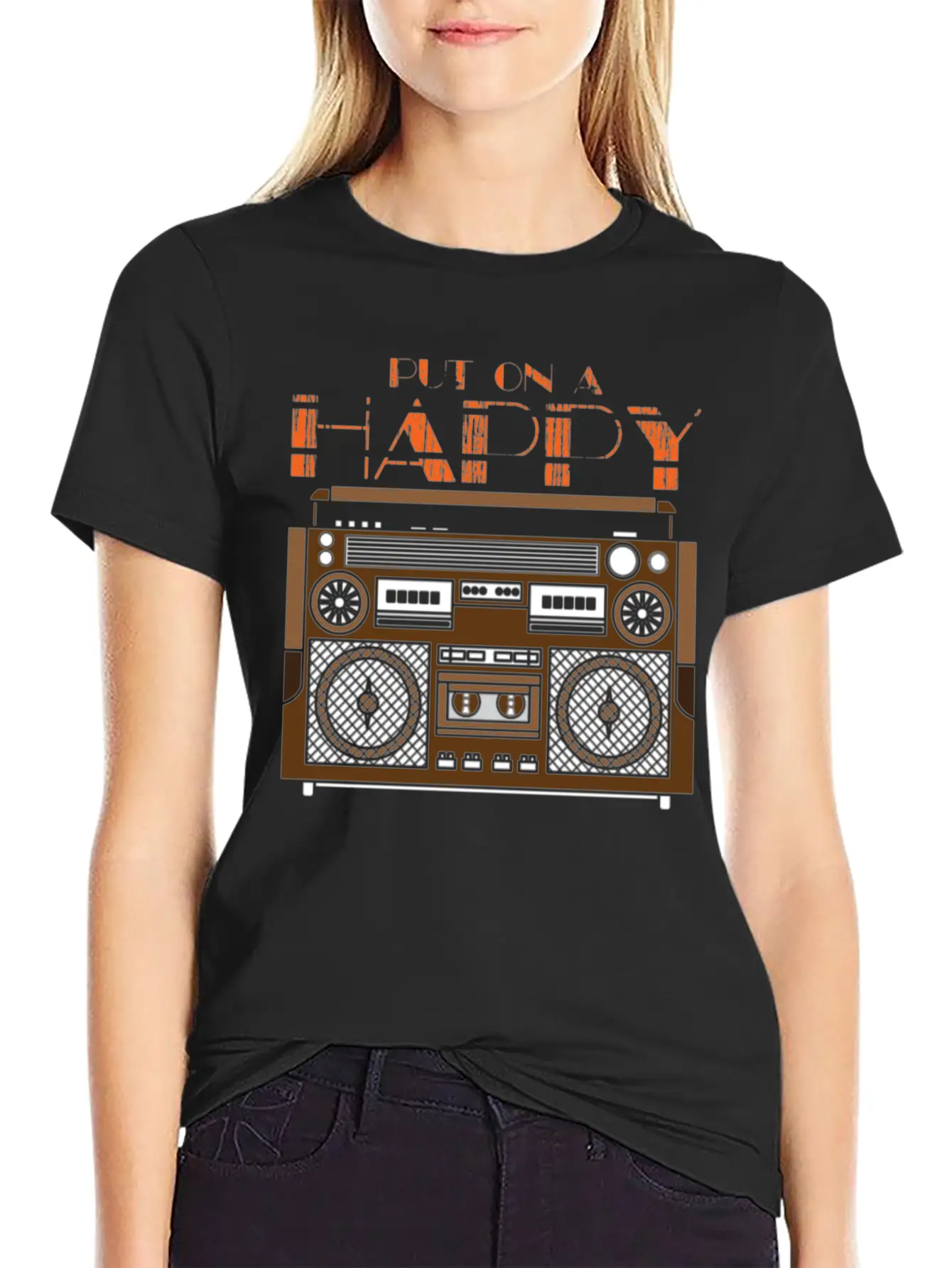 Put On A Happy Song Cassette Design Unisex Casual T-Shirt – Clean Design For Daily Comfort
