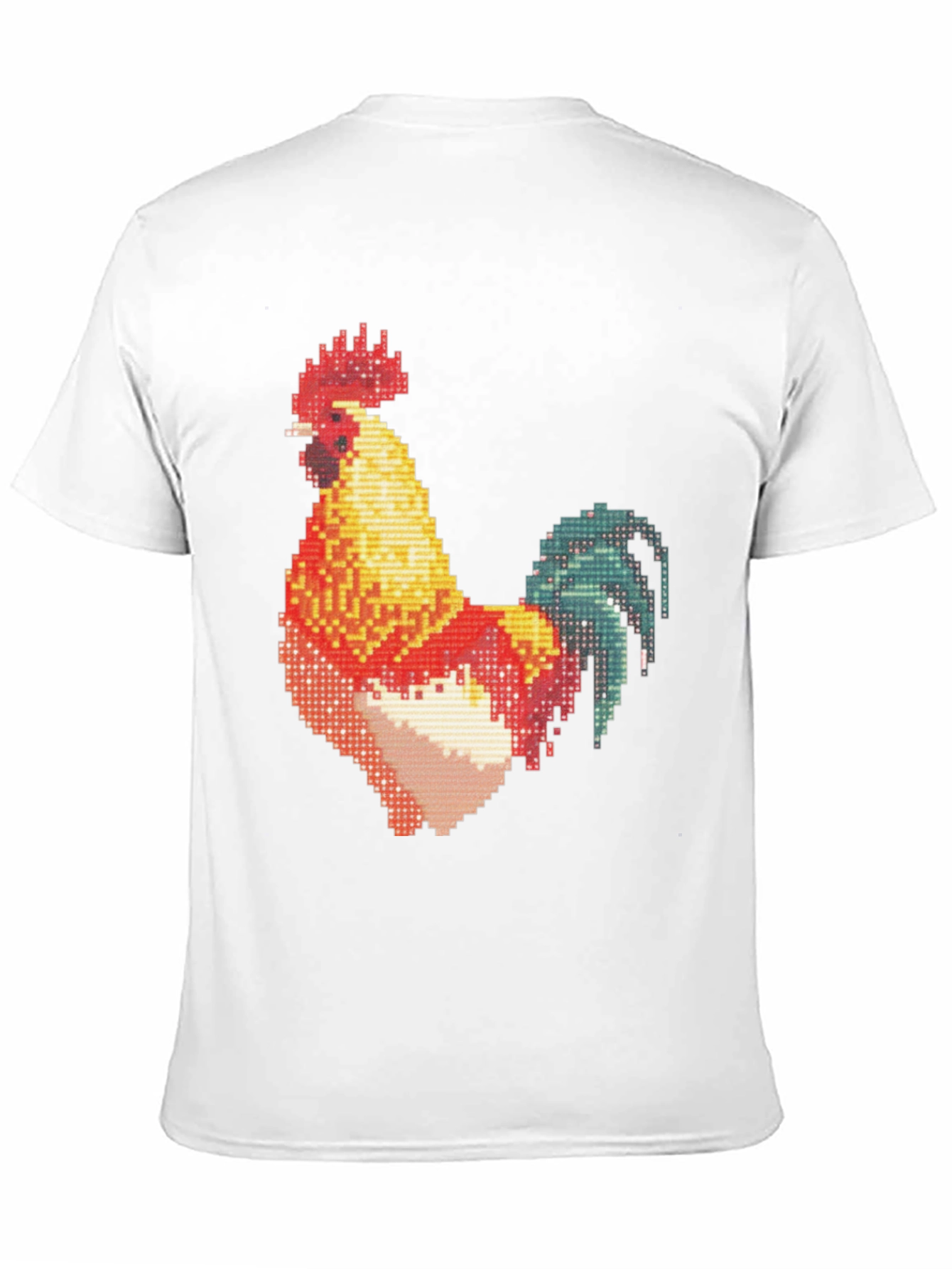 Pixel Rooster Graphic Print Black Tee