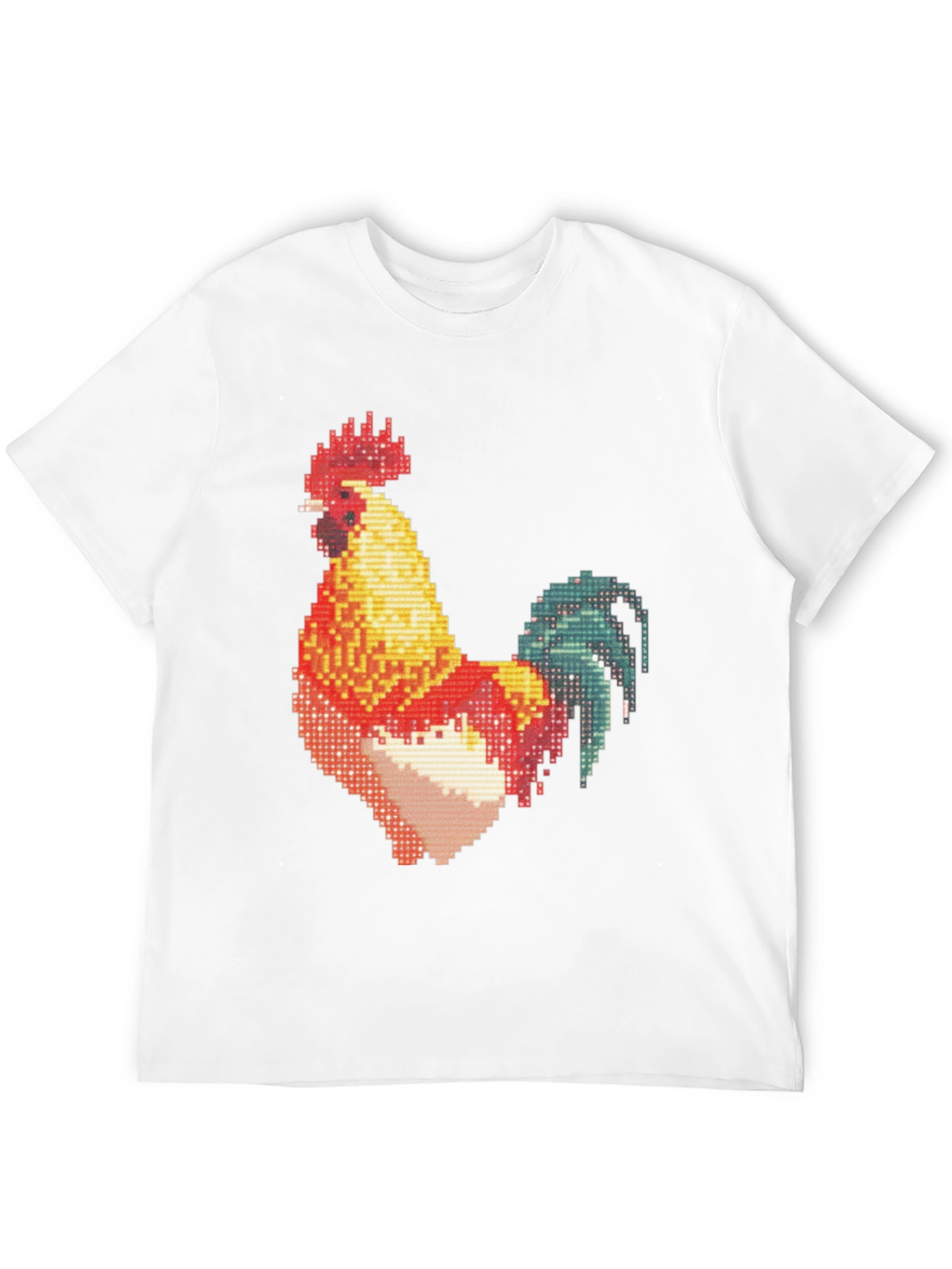Pixel Rooster Graphic Print Black Tee