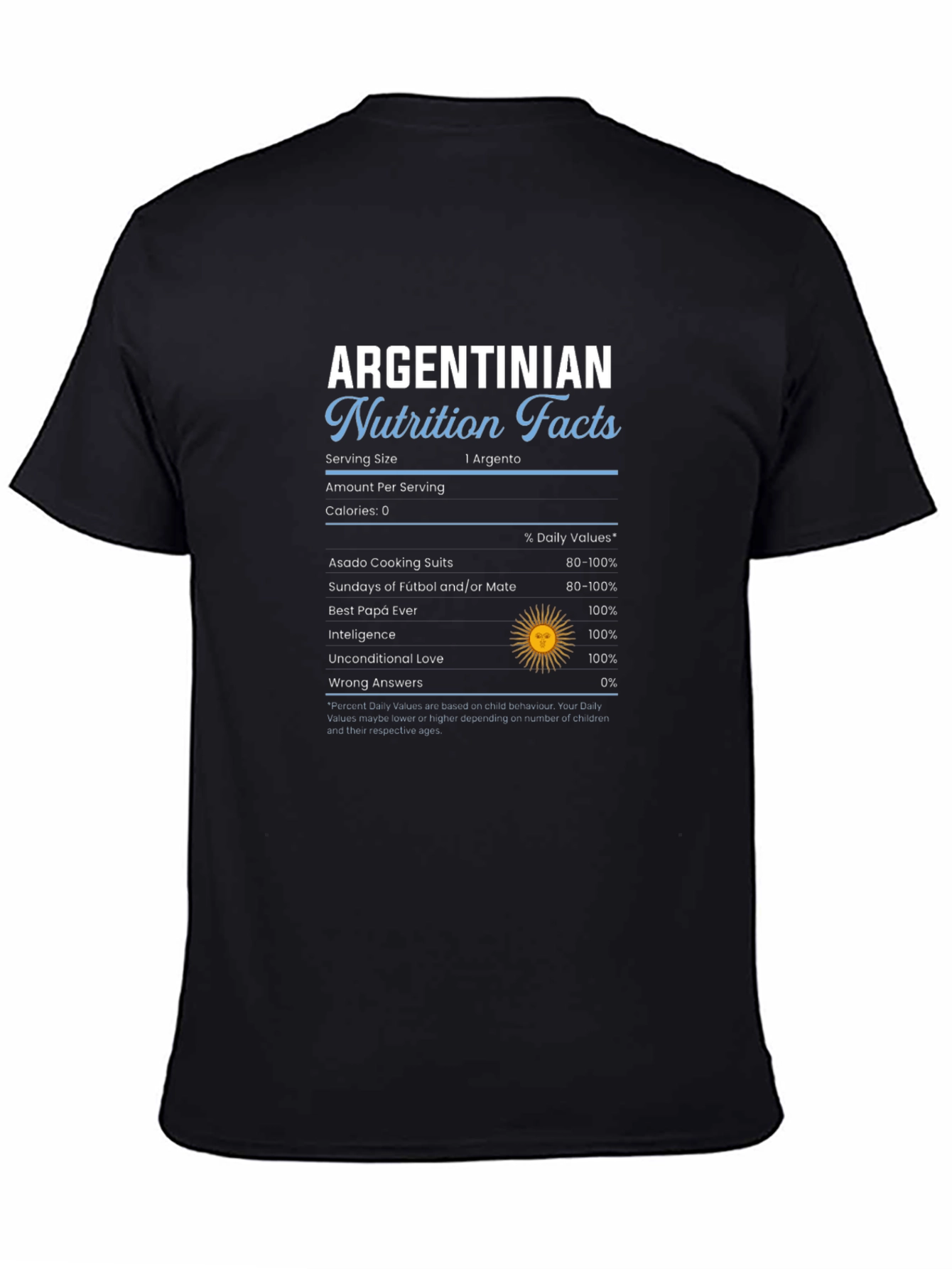 Argentinian Nutrition Facts Graphic T-Shirt