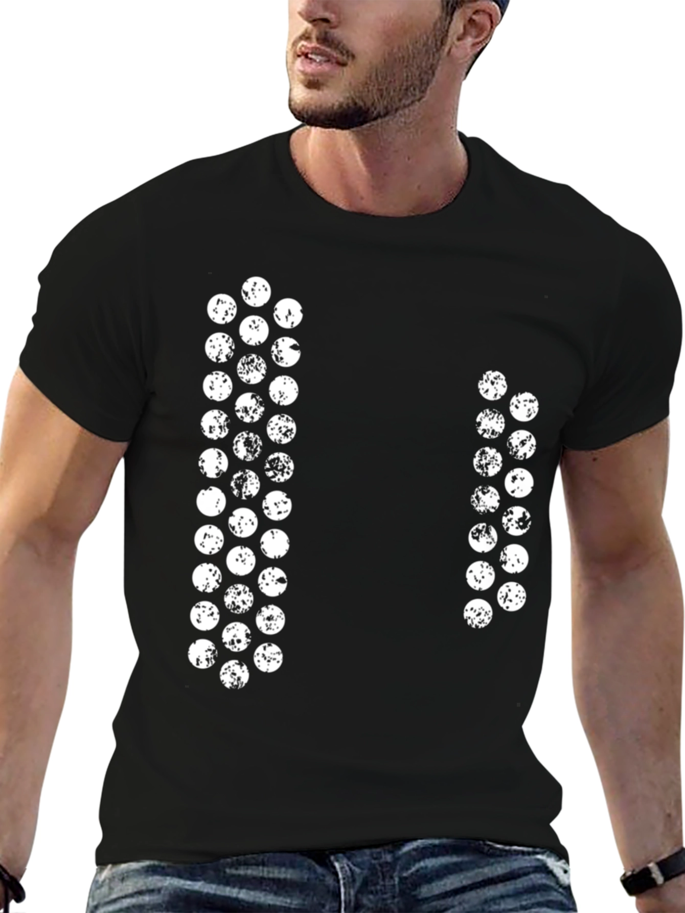 Unique Graphic Black T-Shirt - Lunar Phases