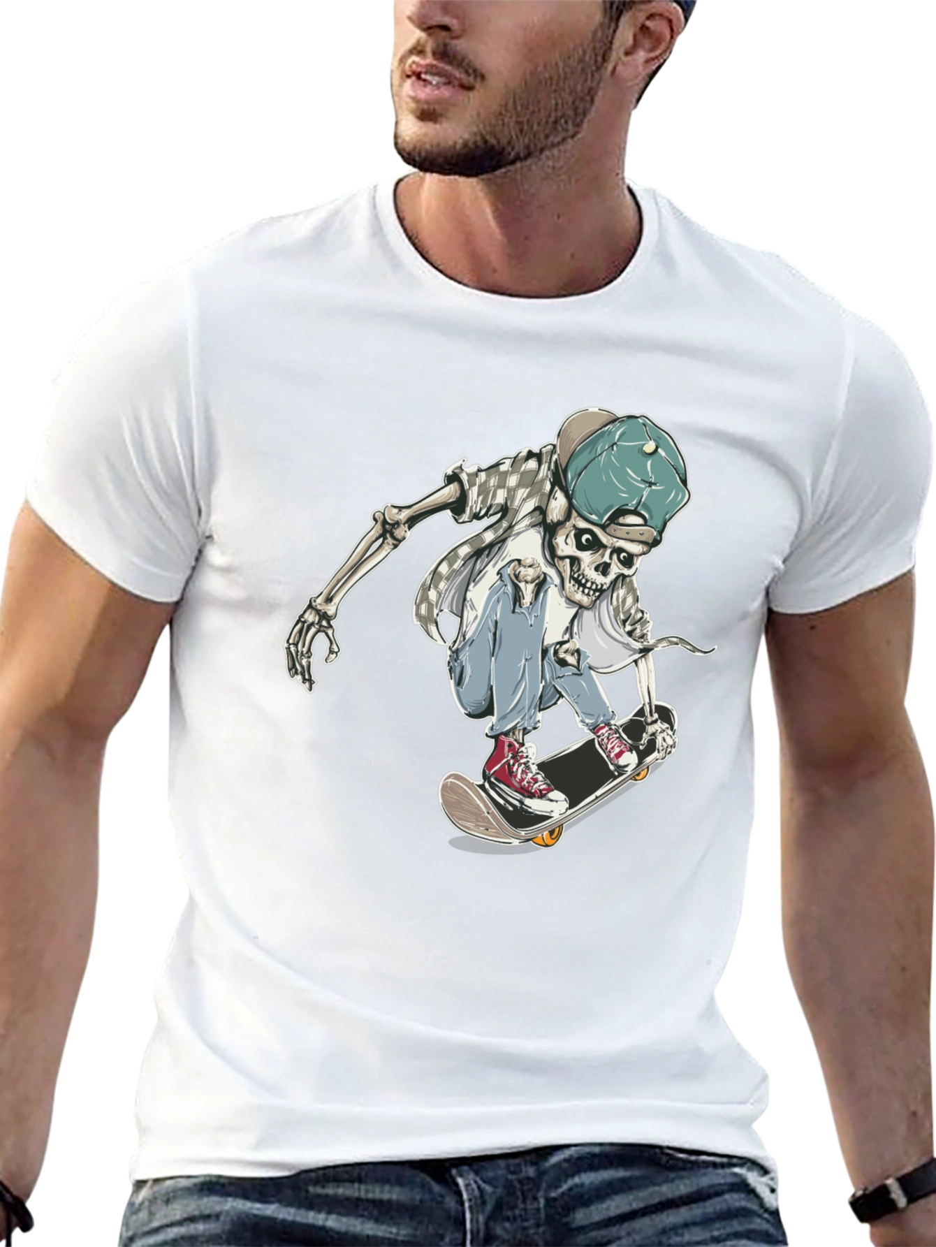 Skateboarding Skeleton Graphic Tee
