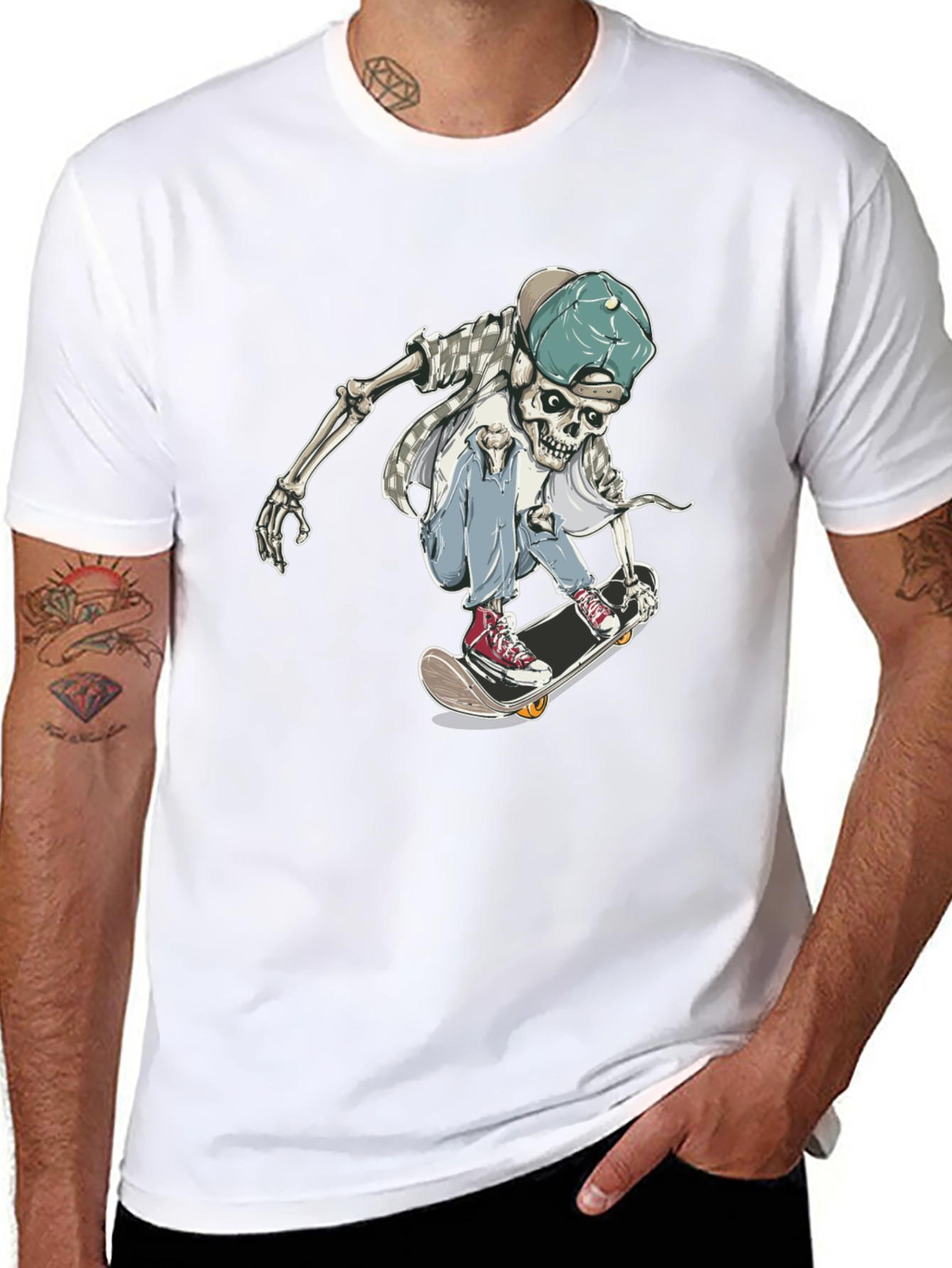 Skateboarding Skeleton Graphic Tee