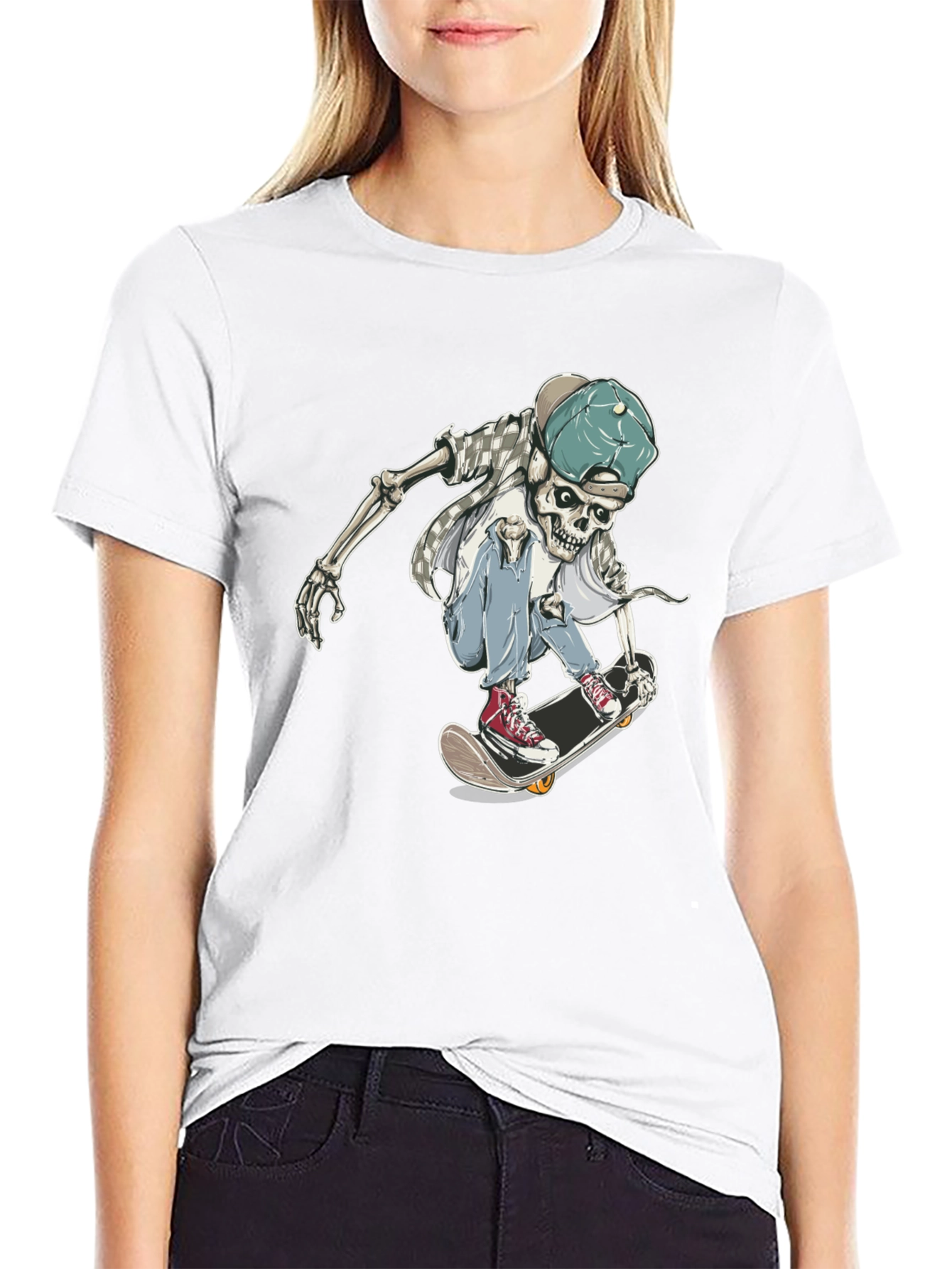 Skateboarding Skeleton Graphic Tee