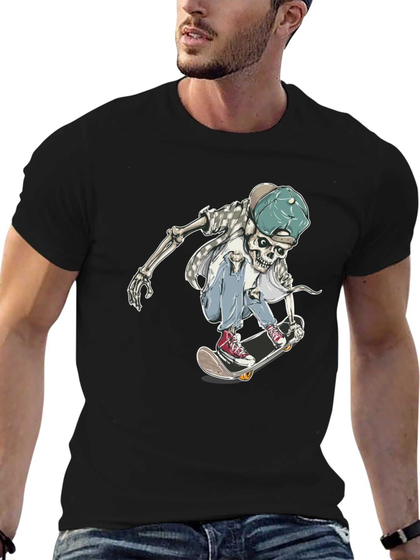 Skateboarding Skeleton Graphic Tee