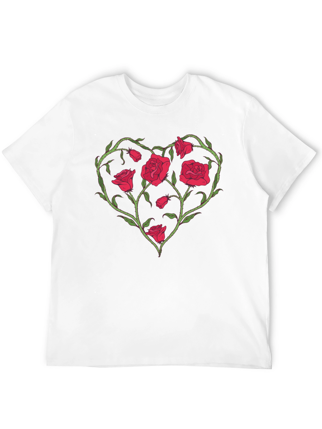 Rose Heart Graphic T-Shirt - Unique Floral Design