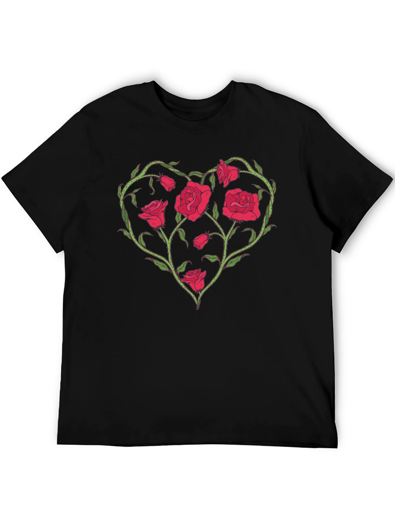 Rose Heart Graphic T-Shirt - Unique Floral Design