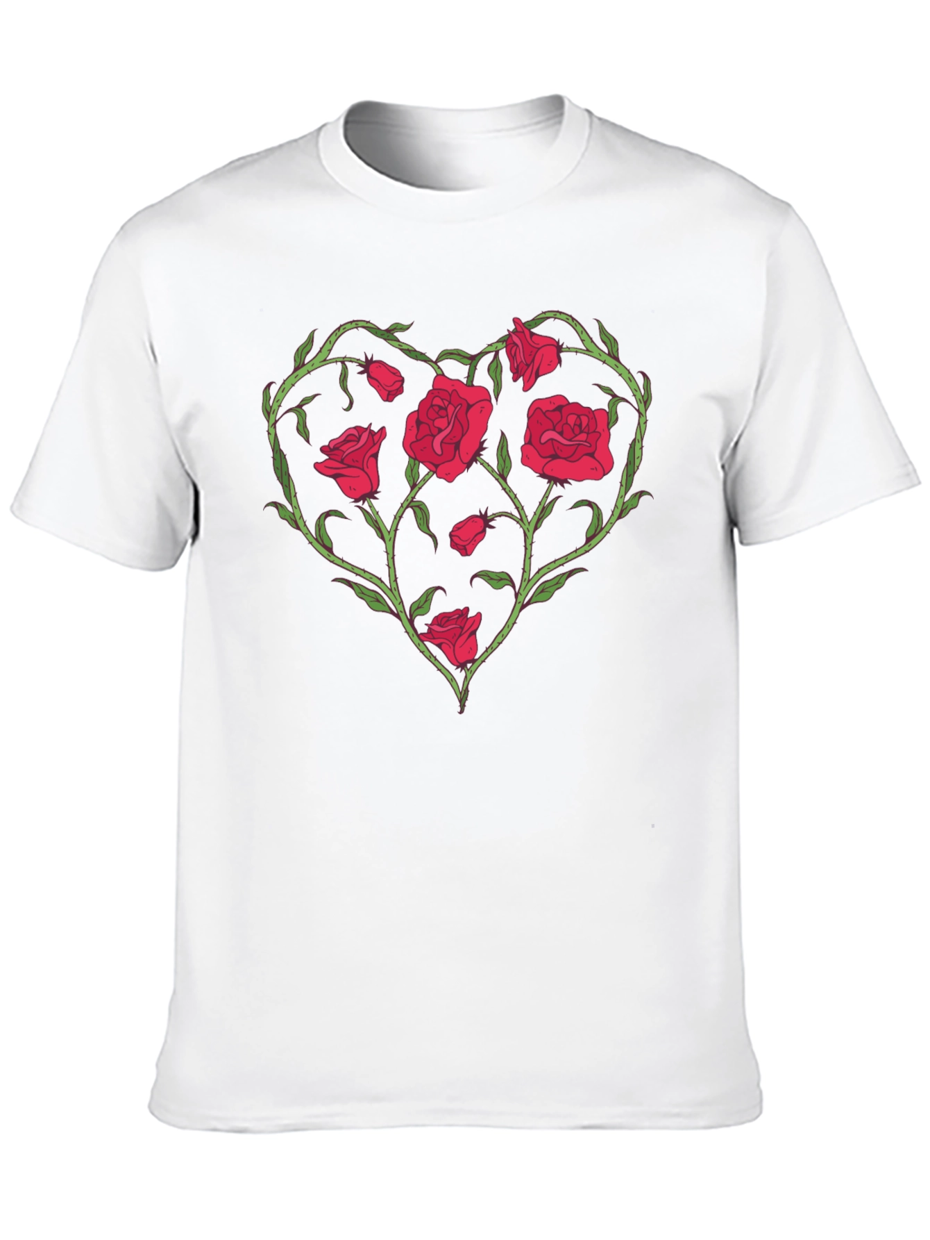 Rose Heart Graphic T-Shirt - Unique Floral Design