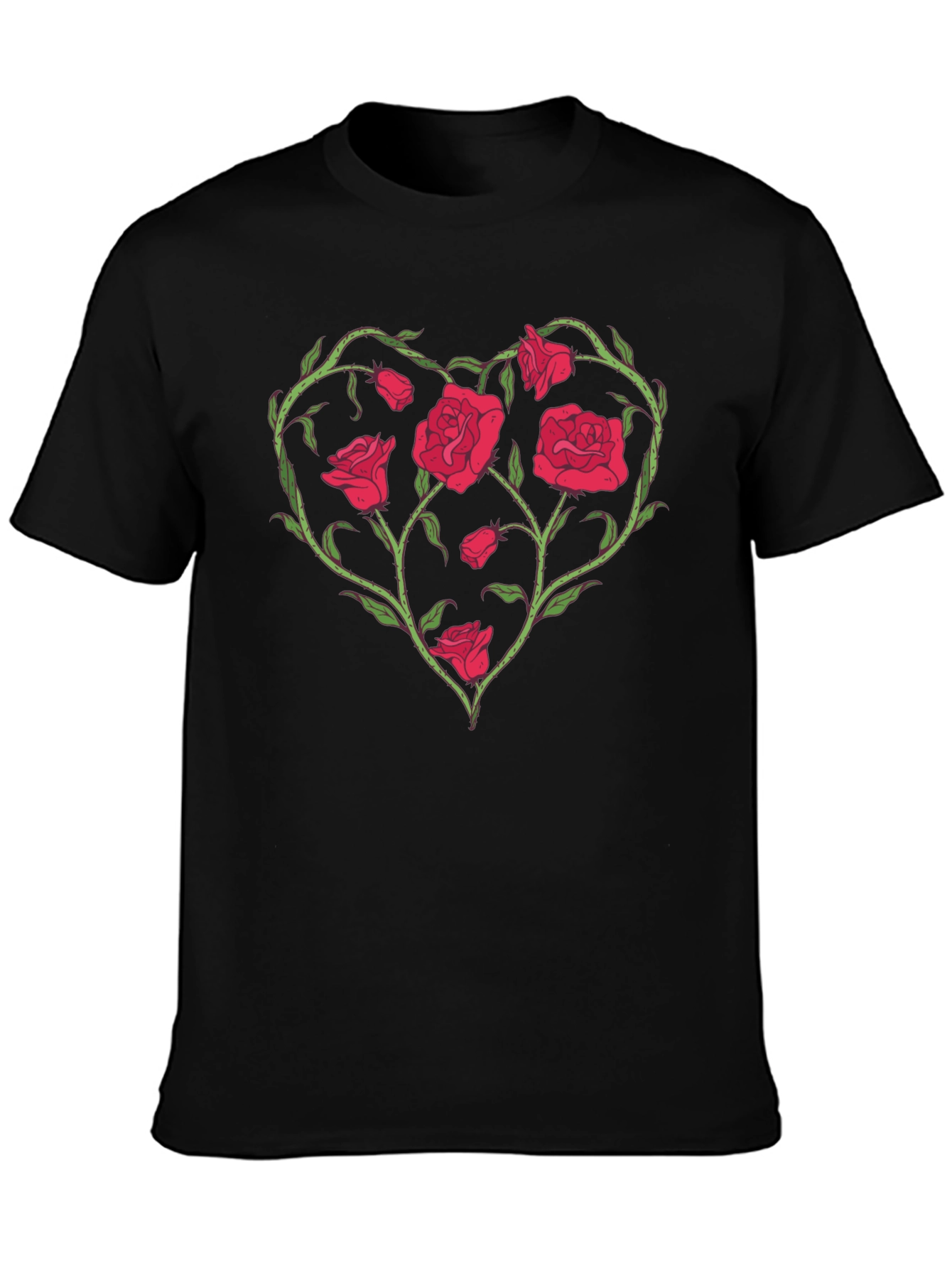 Rose Heart Graphic T-Shirt - Unique Floral Design