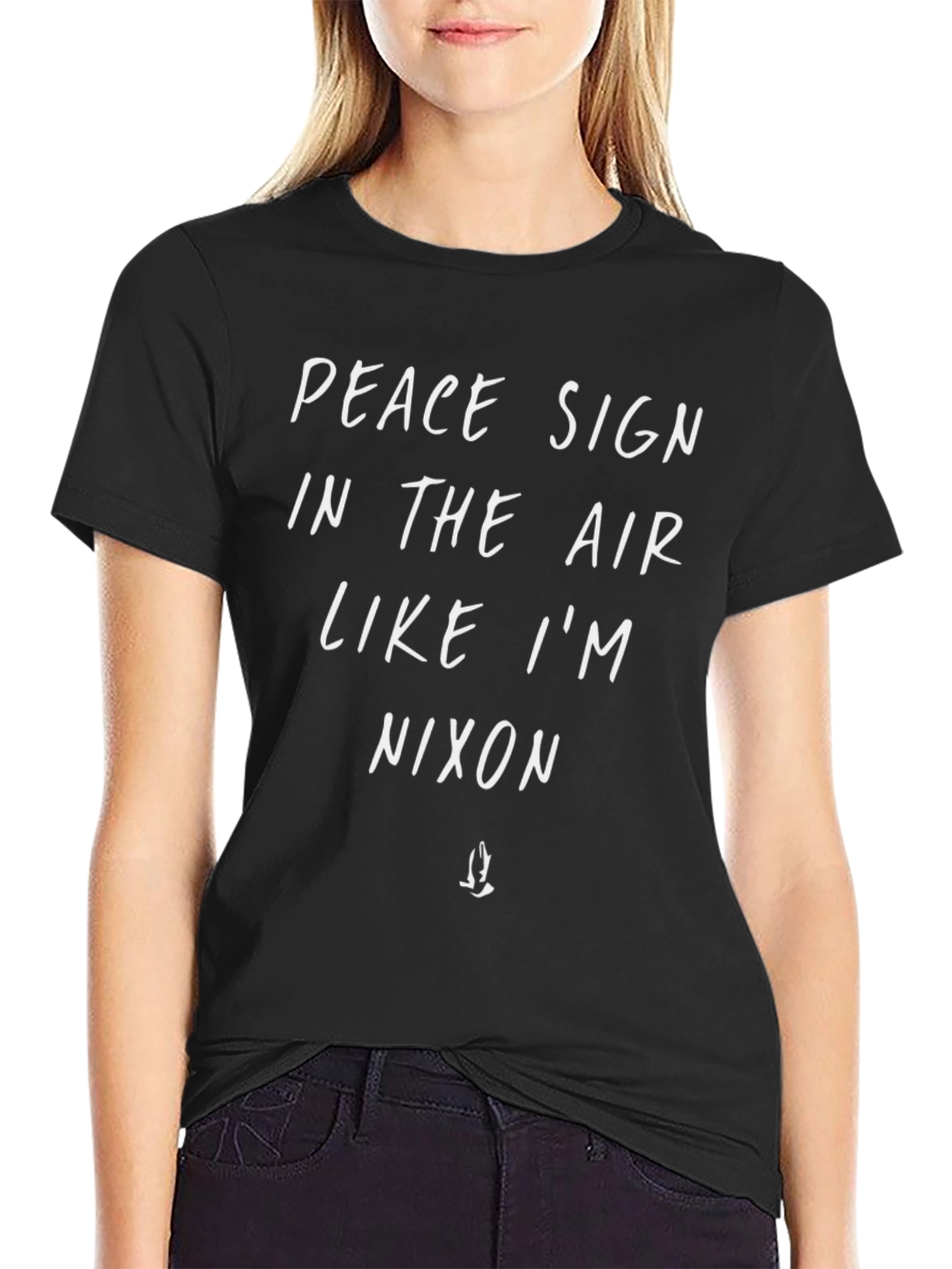 Peace Sign Nixon Black Graphic T-Shirt