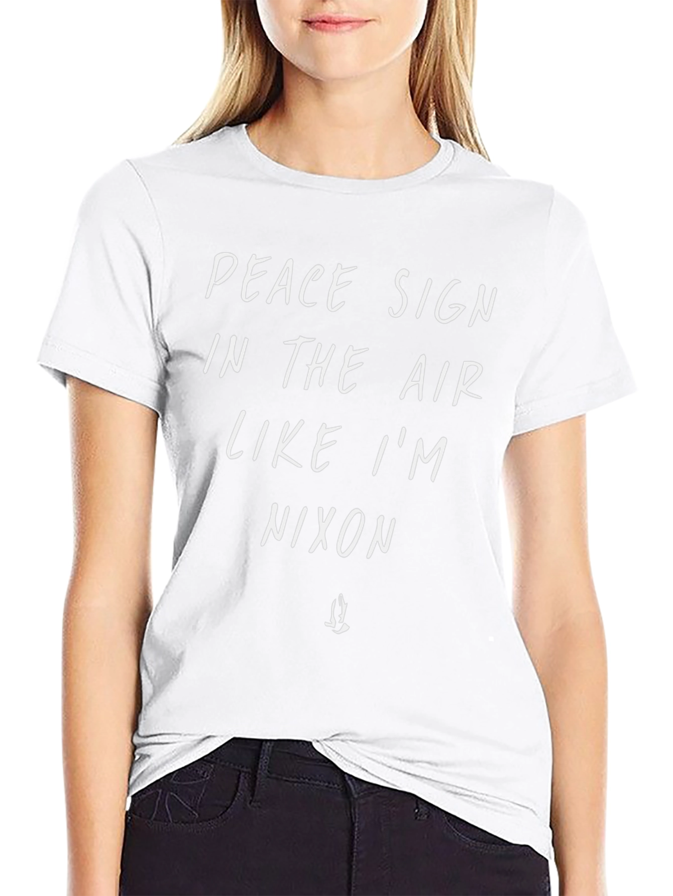 Peace Sign Nixon Black Graphic T-Shirt