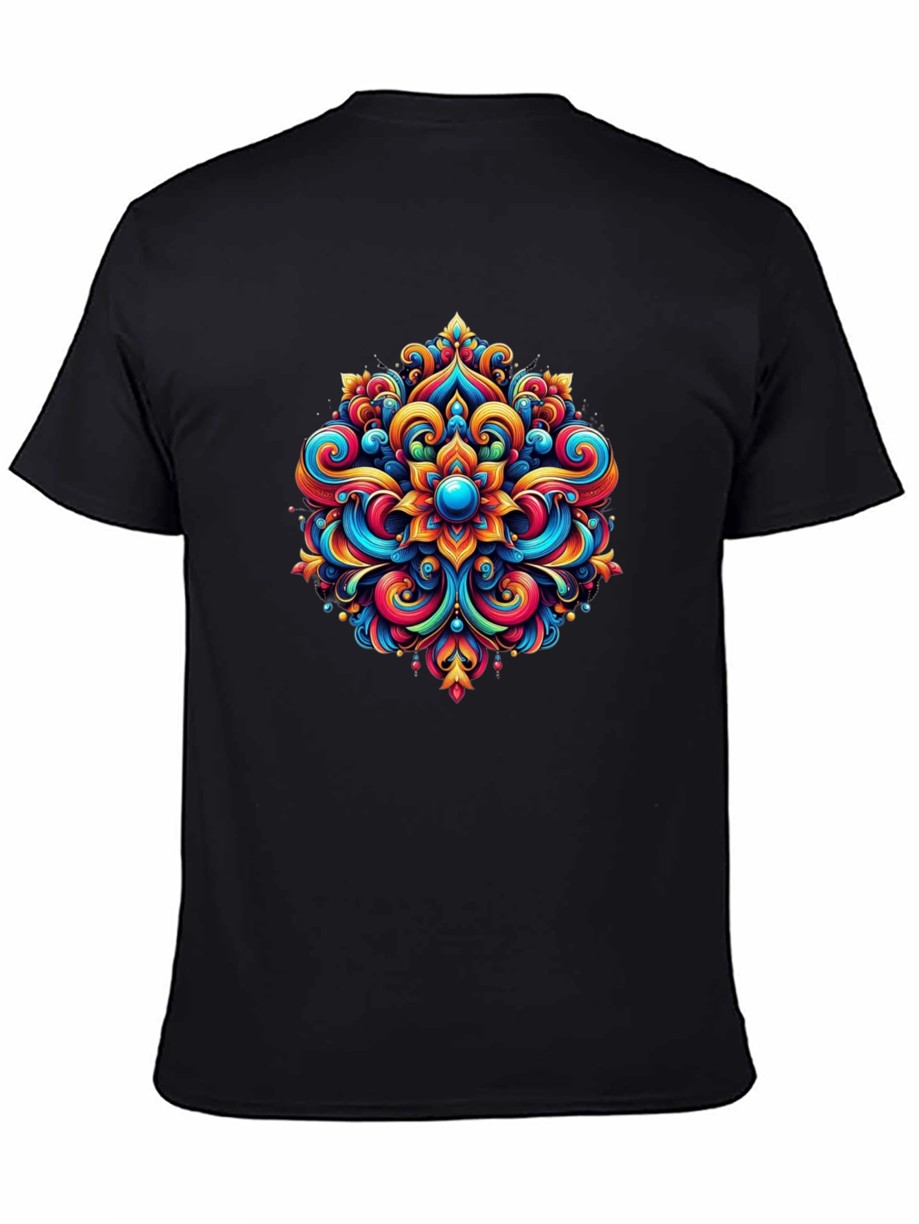 Vibrant Mandala Graphic Tee - Stylish Black T-Shirt