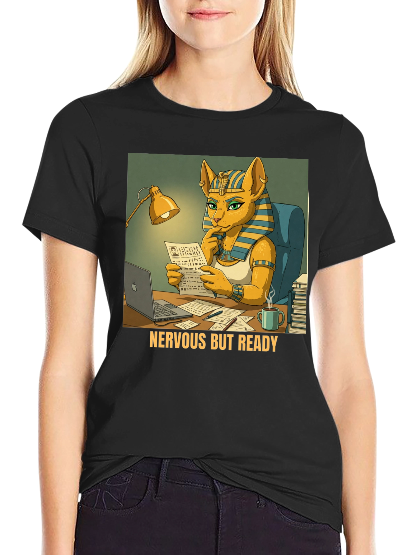 Nervous But Ready Cat Pharaoh T-Shirt