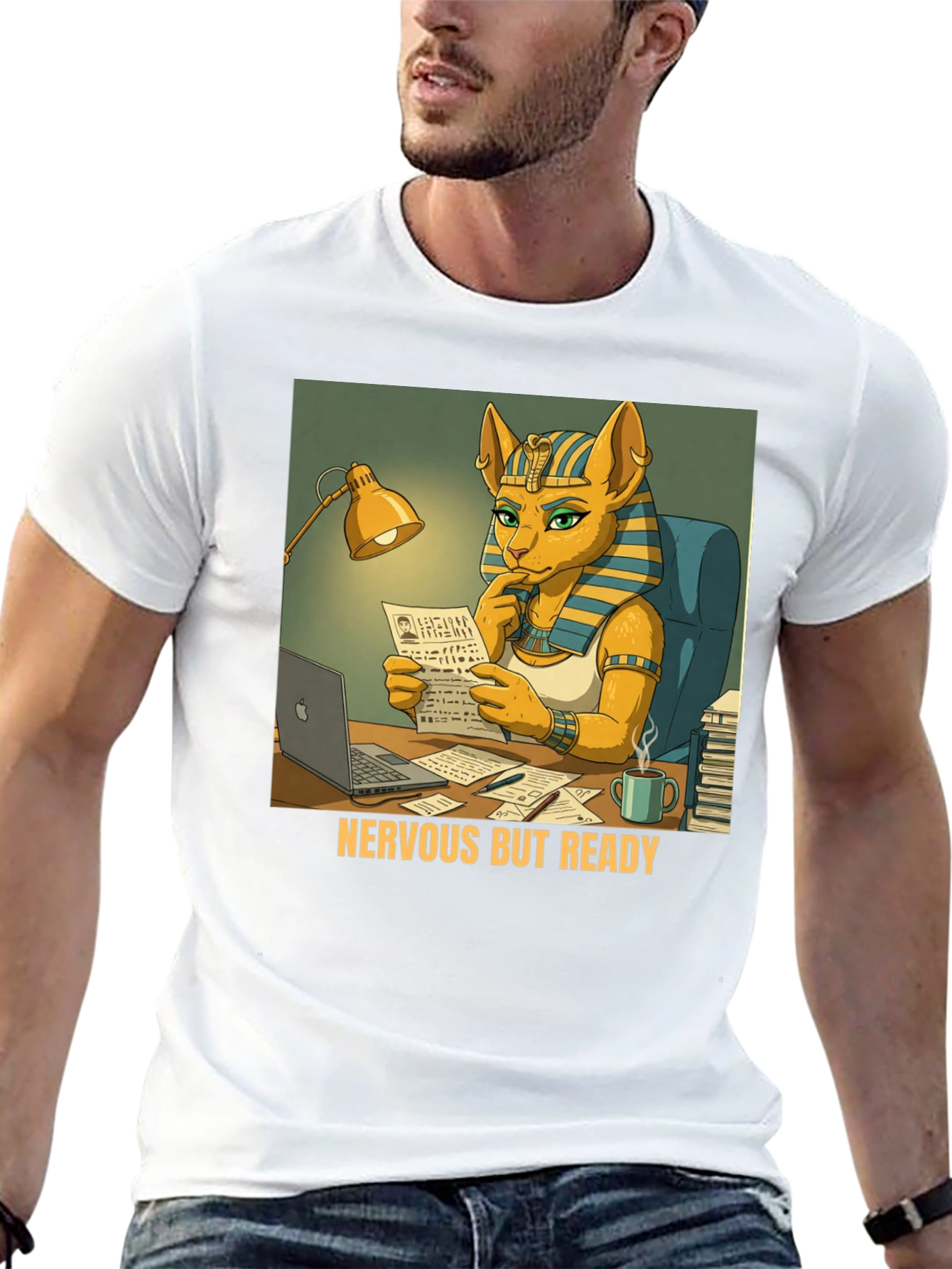 Nervous But Ready Cat Pharaoh T-Shirt
