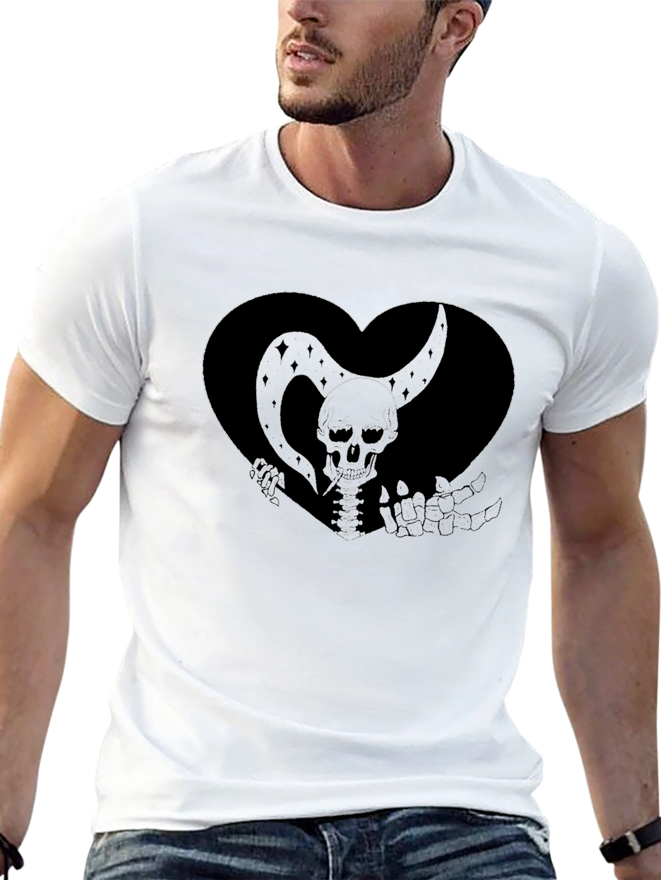 Skeleton Heart Graphic Tee - Gothic Style