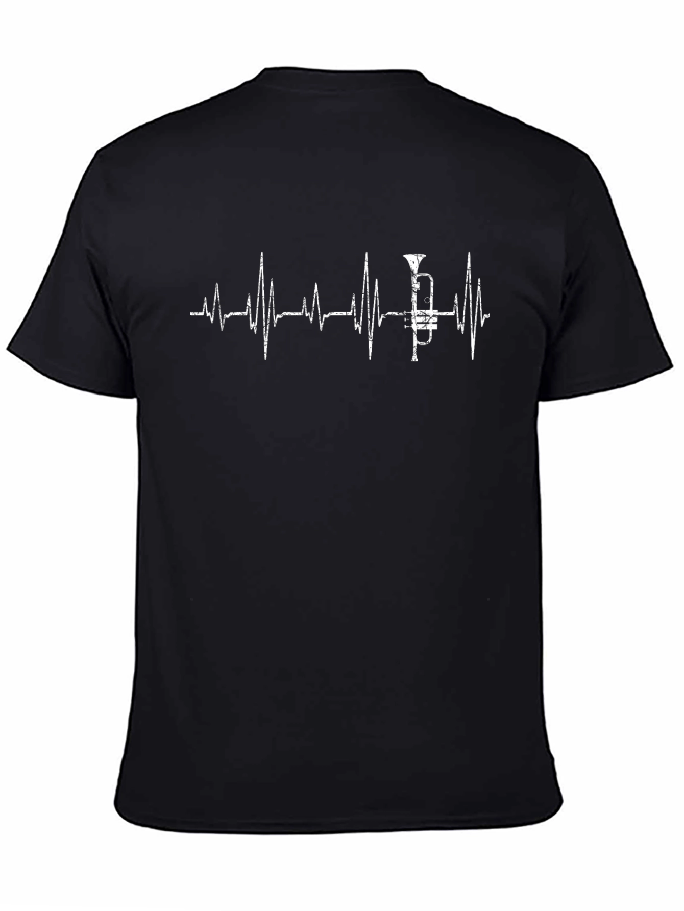 Trumpet Heartbeat Graphic Black T-Shirt
