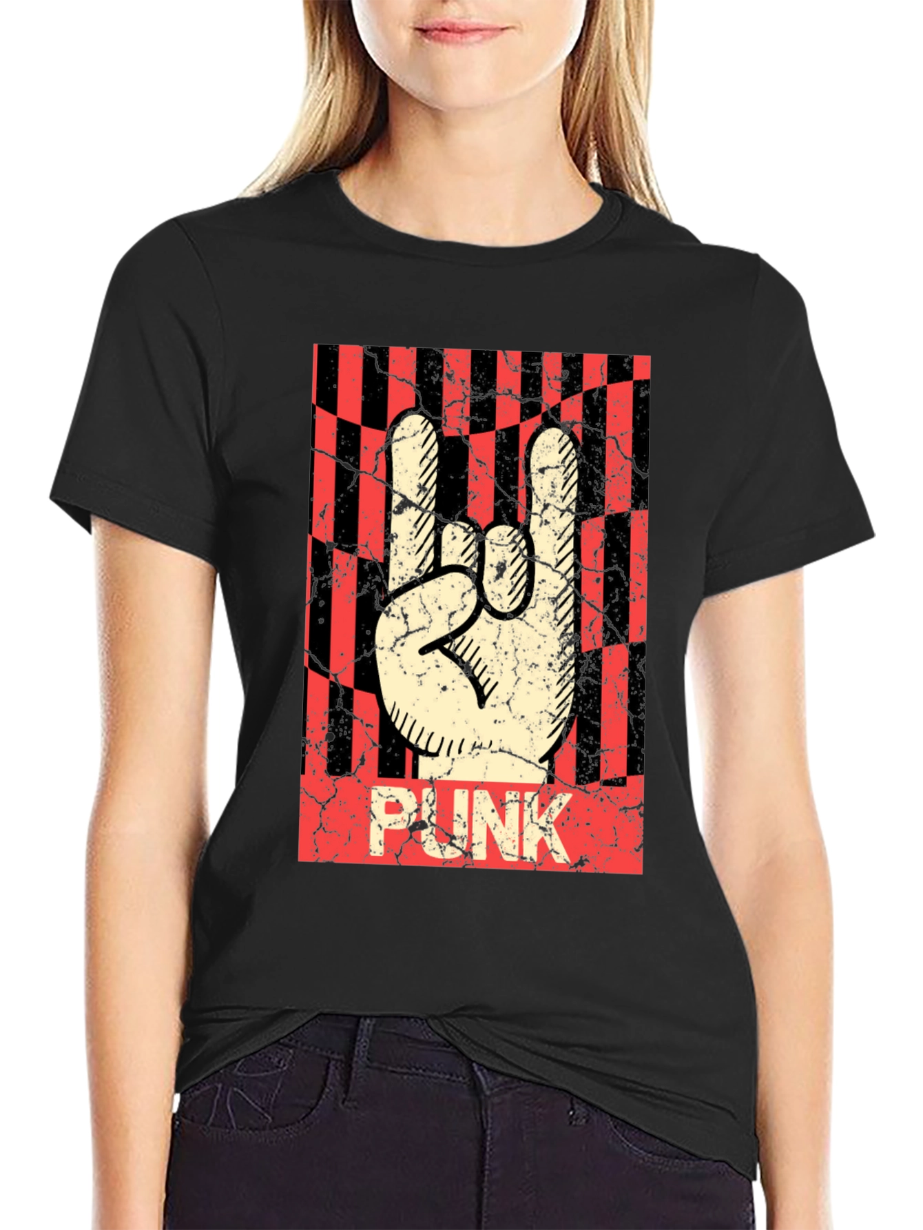Punk Rock Hand Sign T-Shirt - Black Graphic Tee