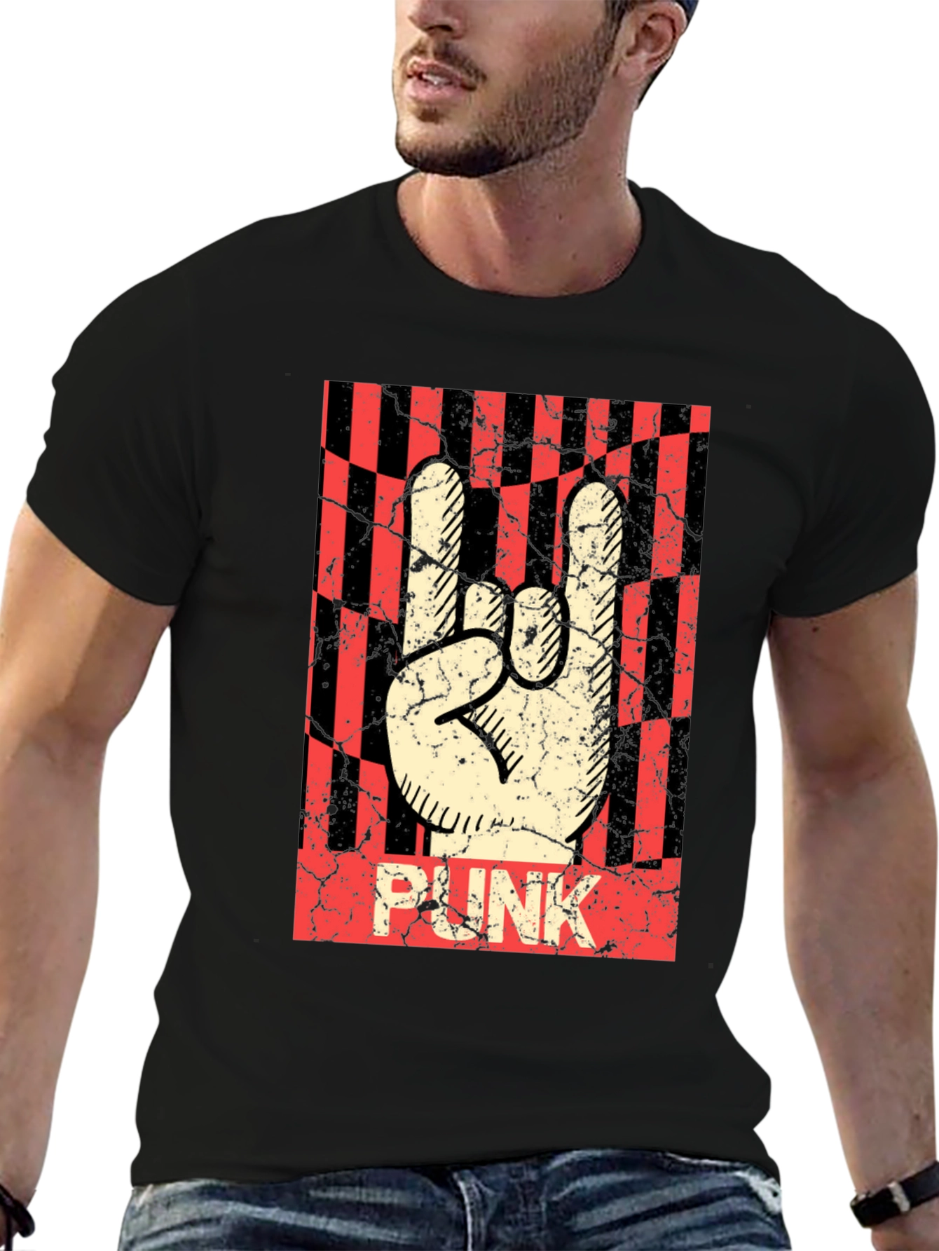 Punk Rock Hand Sign T-Shirt - Black Graphic Tee