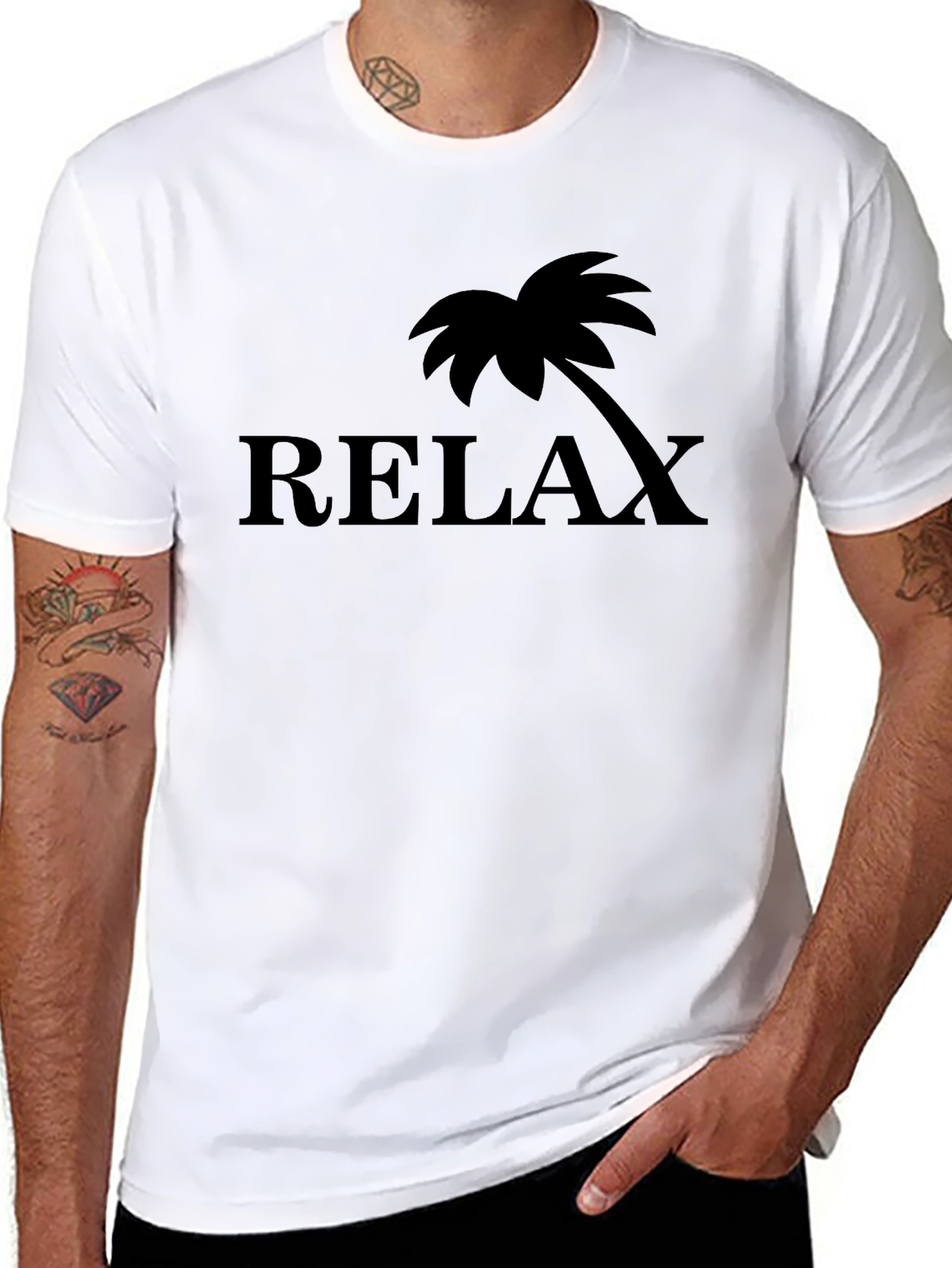 Relax Palm Tree Graphic T-Shirt - Black