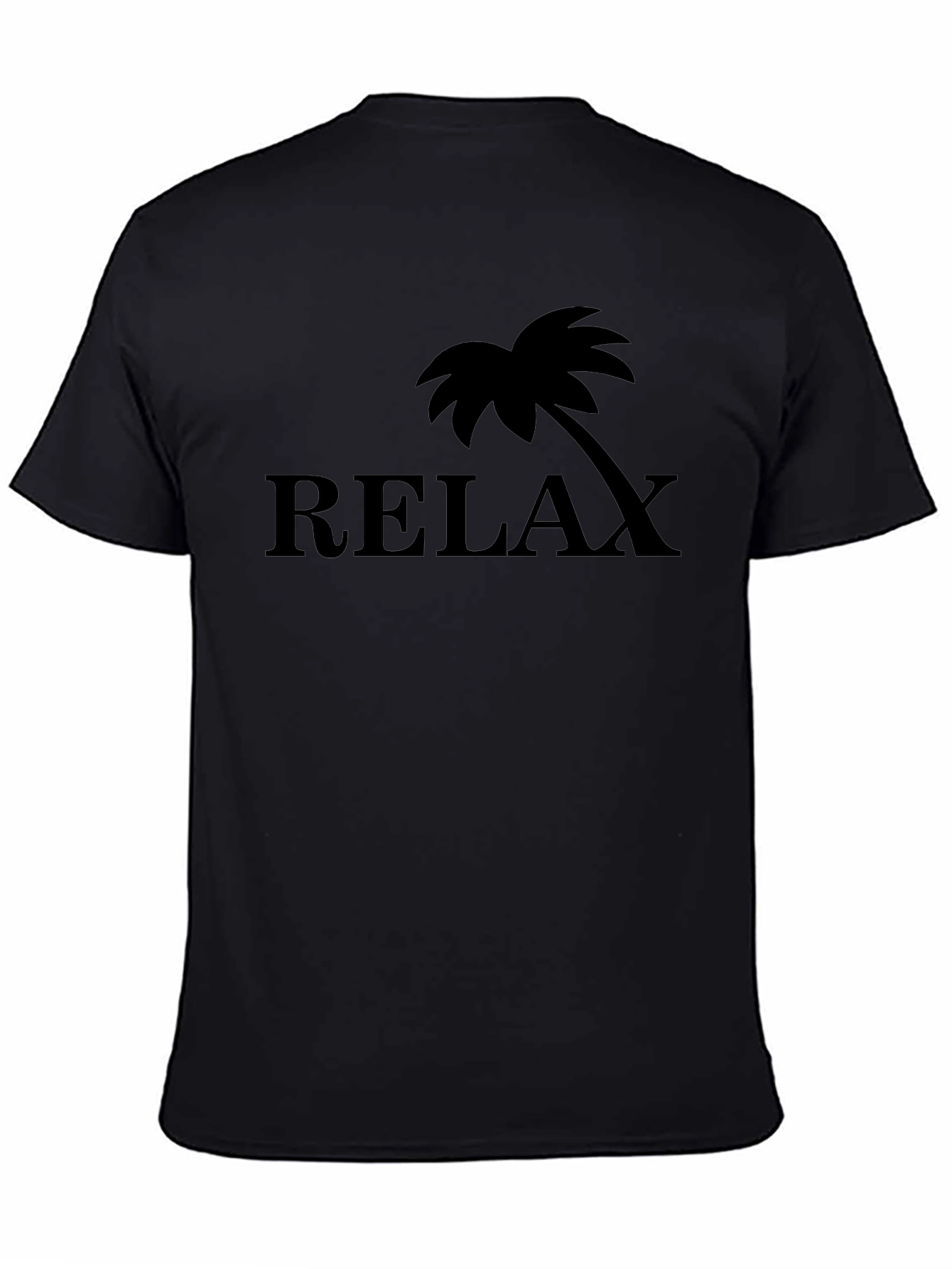 Relax Palm Tree Graphic T-Shirt - Black