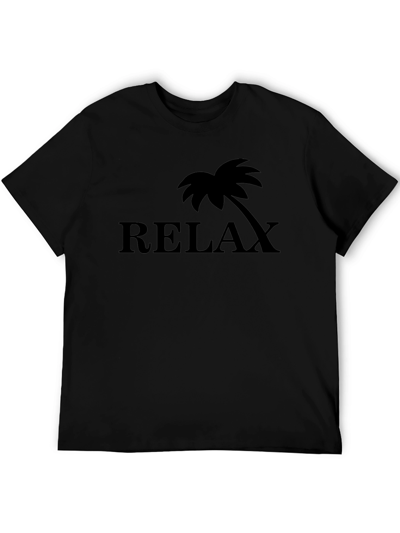 Relax Palm Tree Graphic T-Shirt - Black