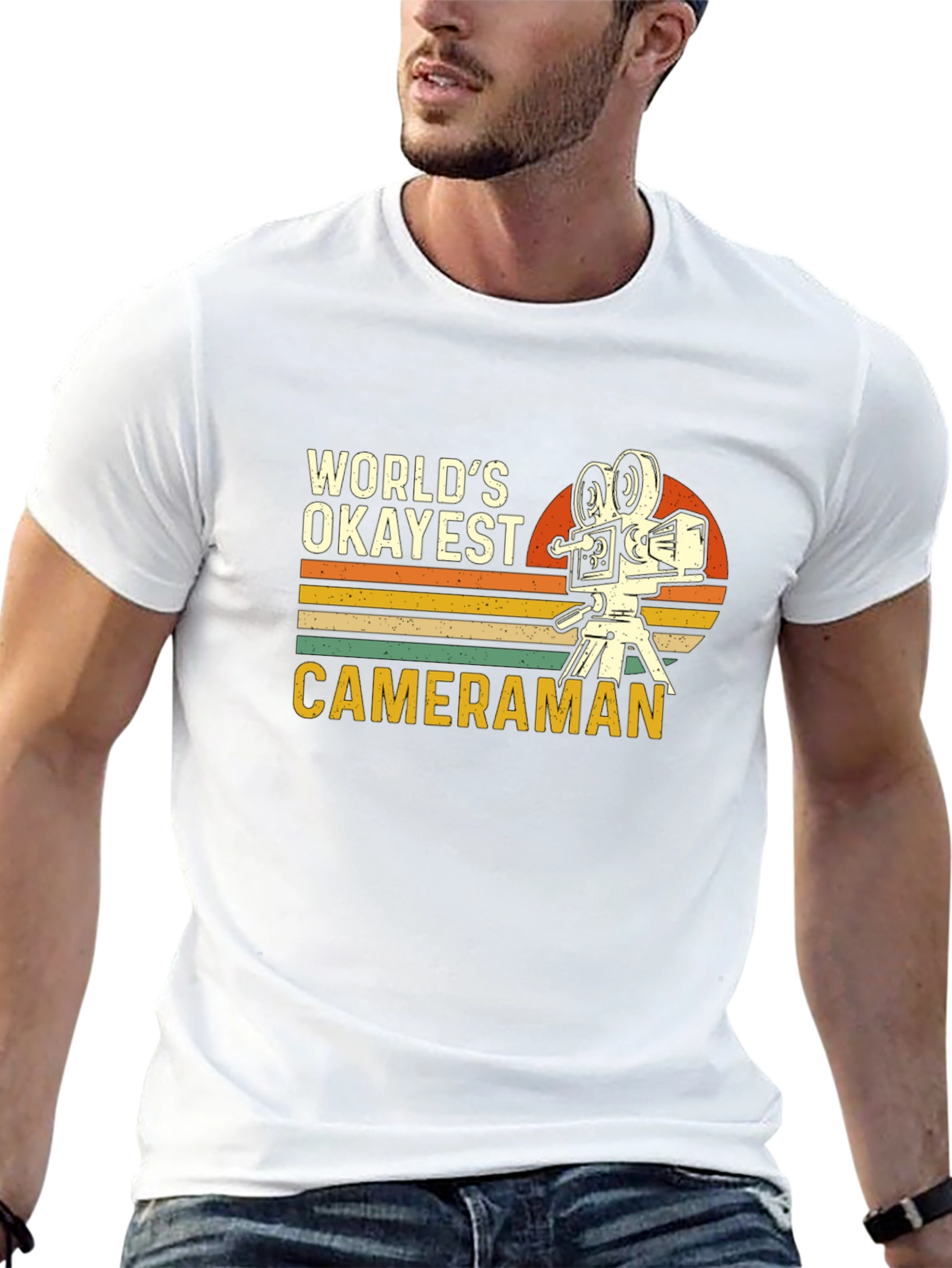 Worlds Okayest Cameraman Black T-Shirt