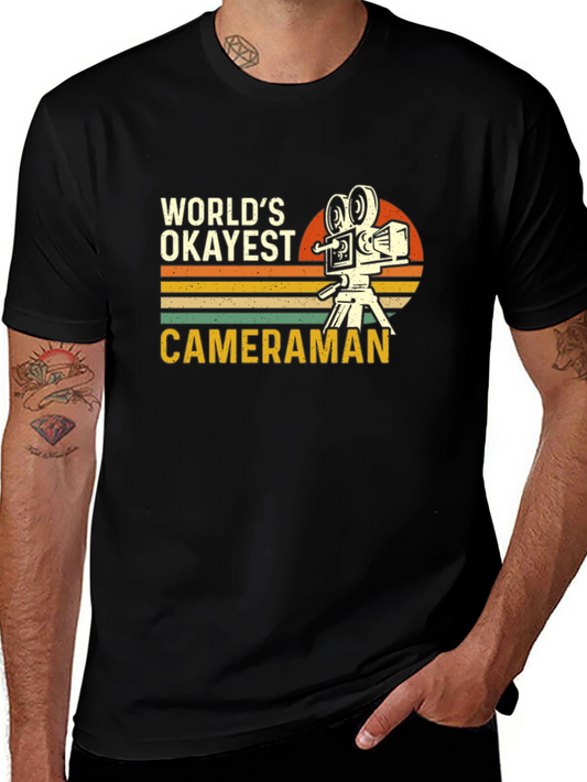Worlds Okayest Cameraman Black T-Shirt