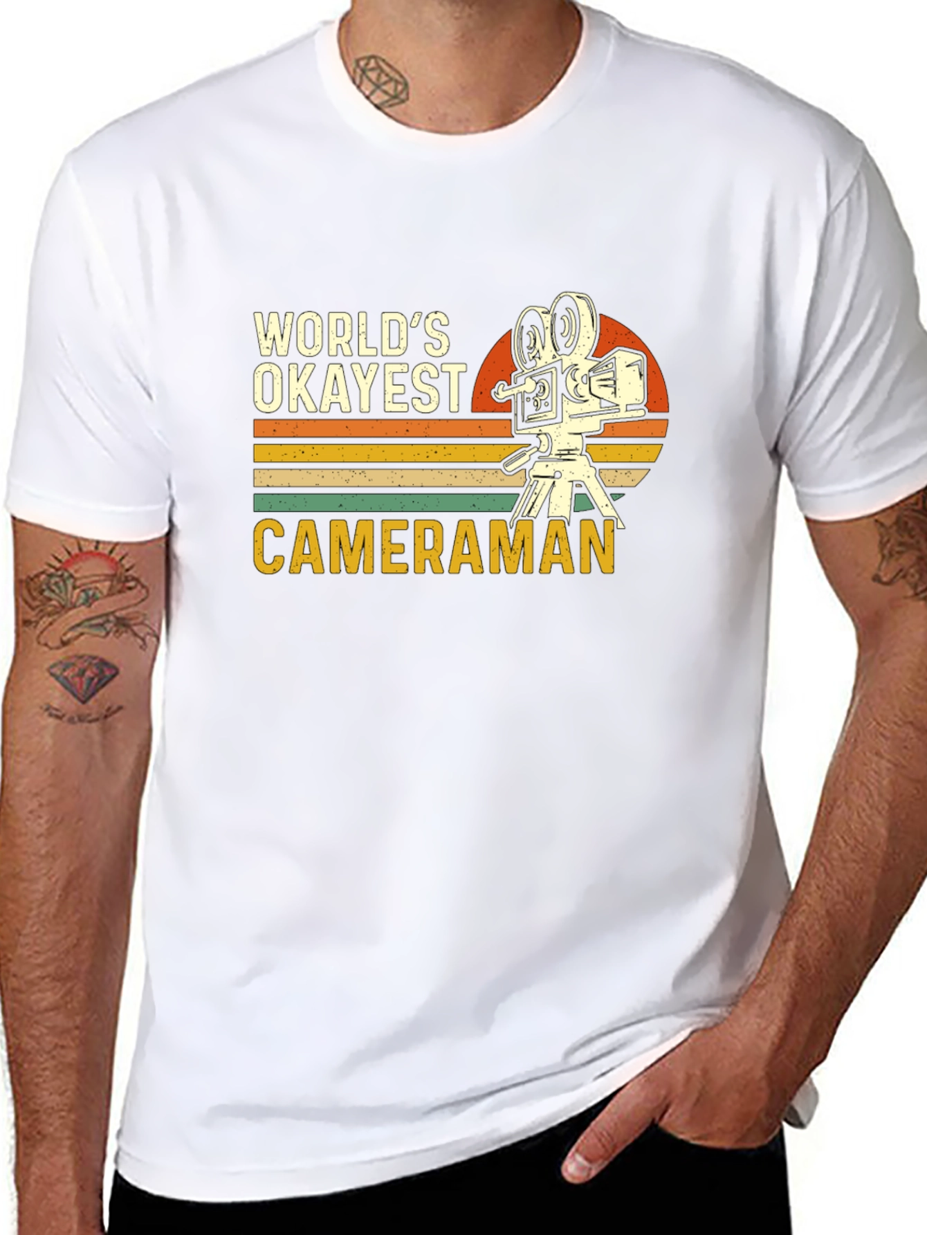 Worlds Okayest Cameraman Black T-Shirt