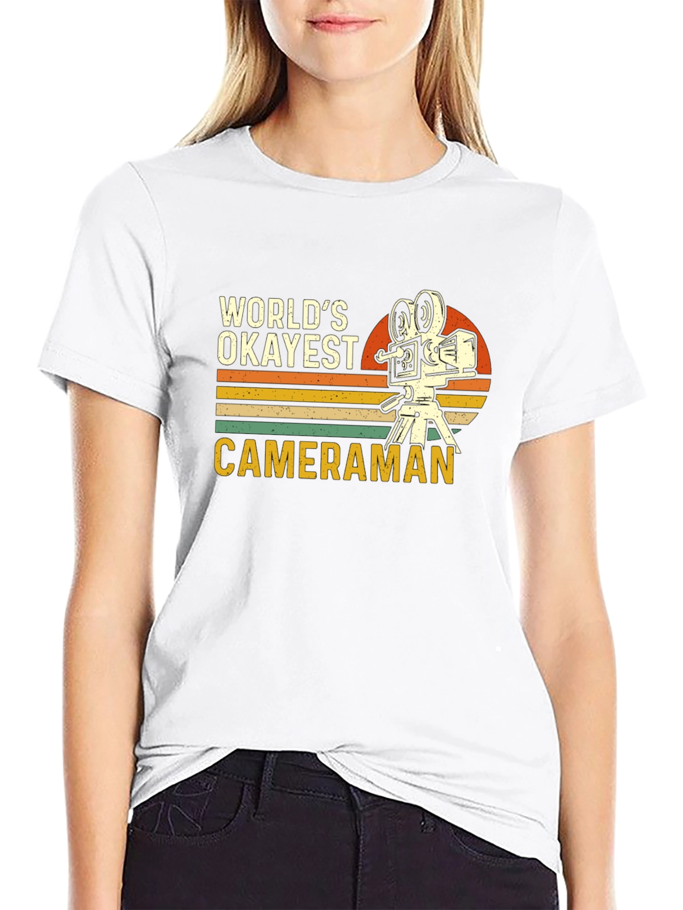 Worlds Okayest Cameraman Black T-Shirt