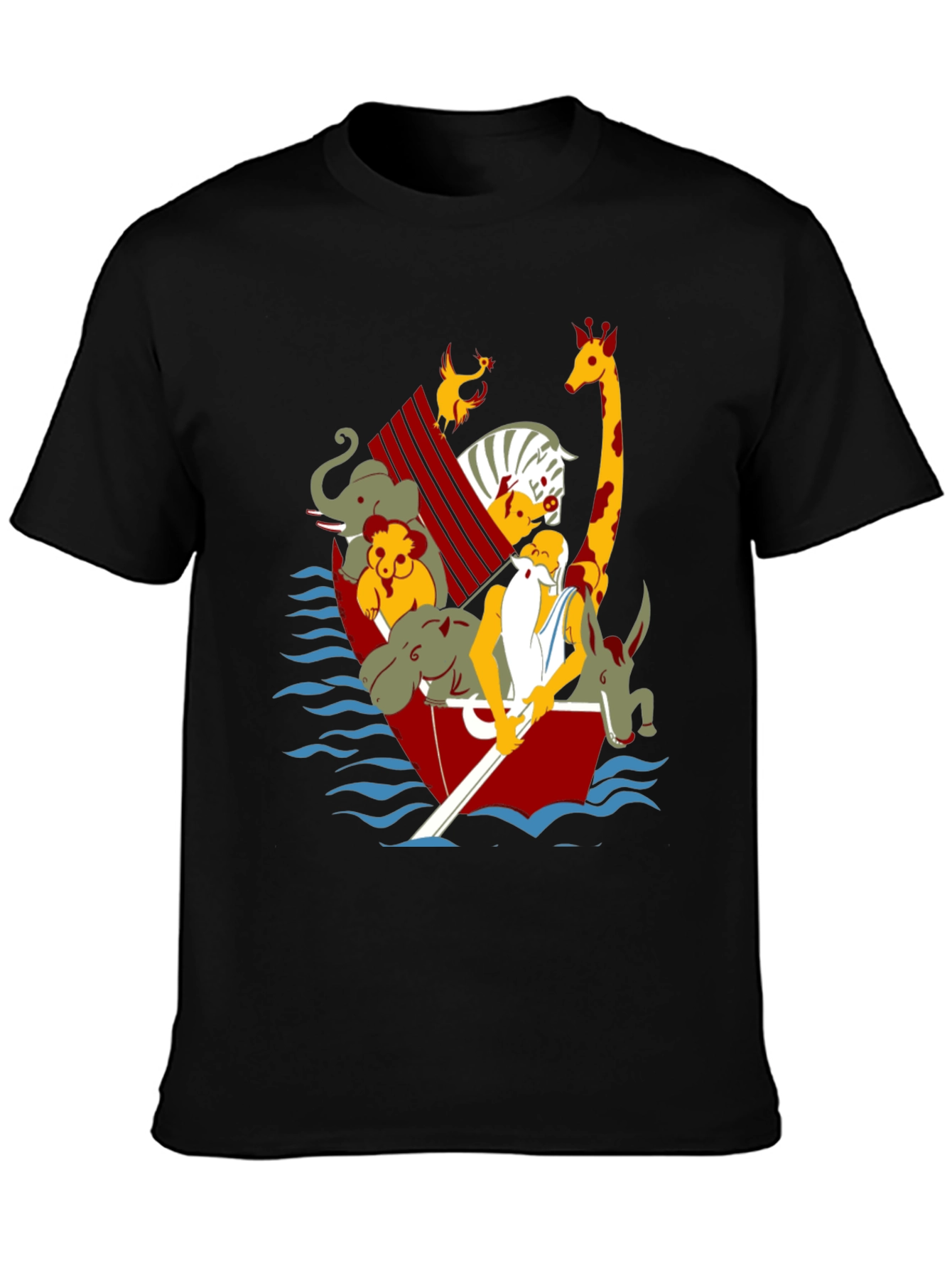 Noahs Ark Graphic Tee - Black Cotton T-Shirt