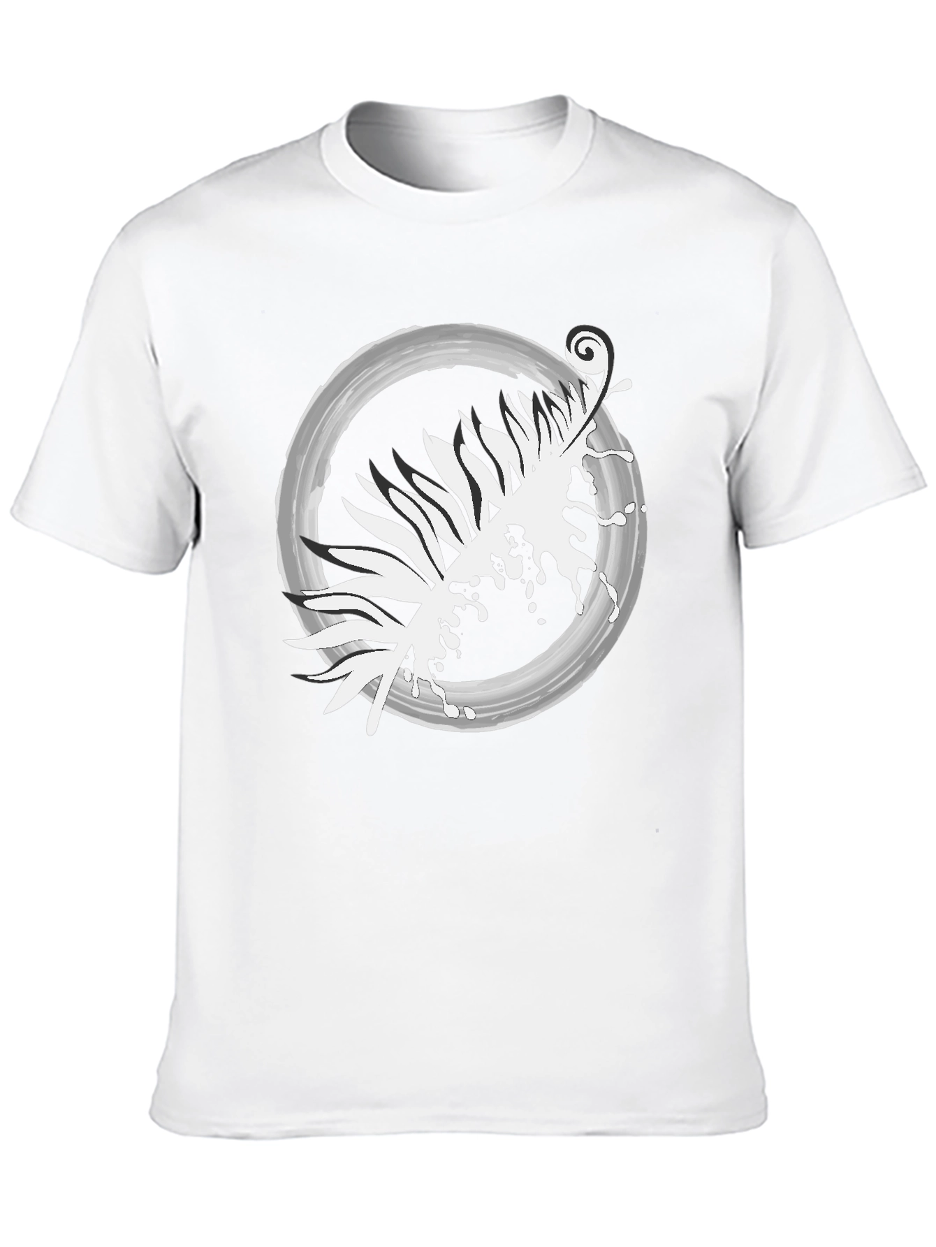 Abstract Leaf Design Black T-Shirt