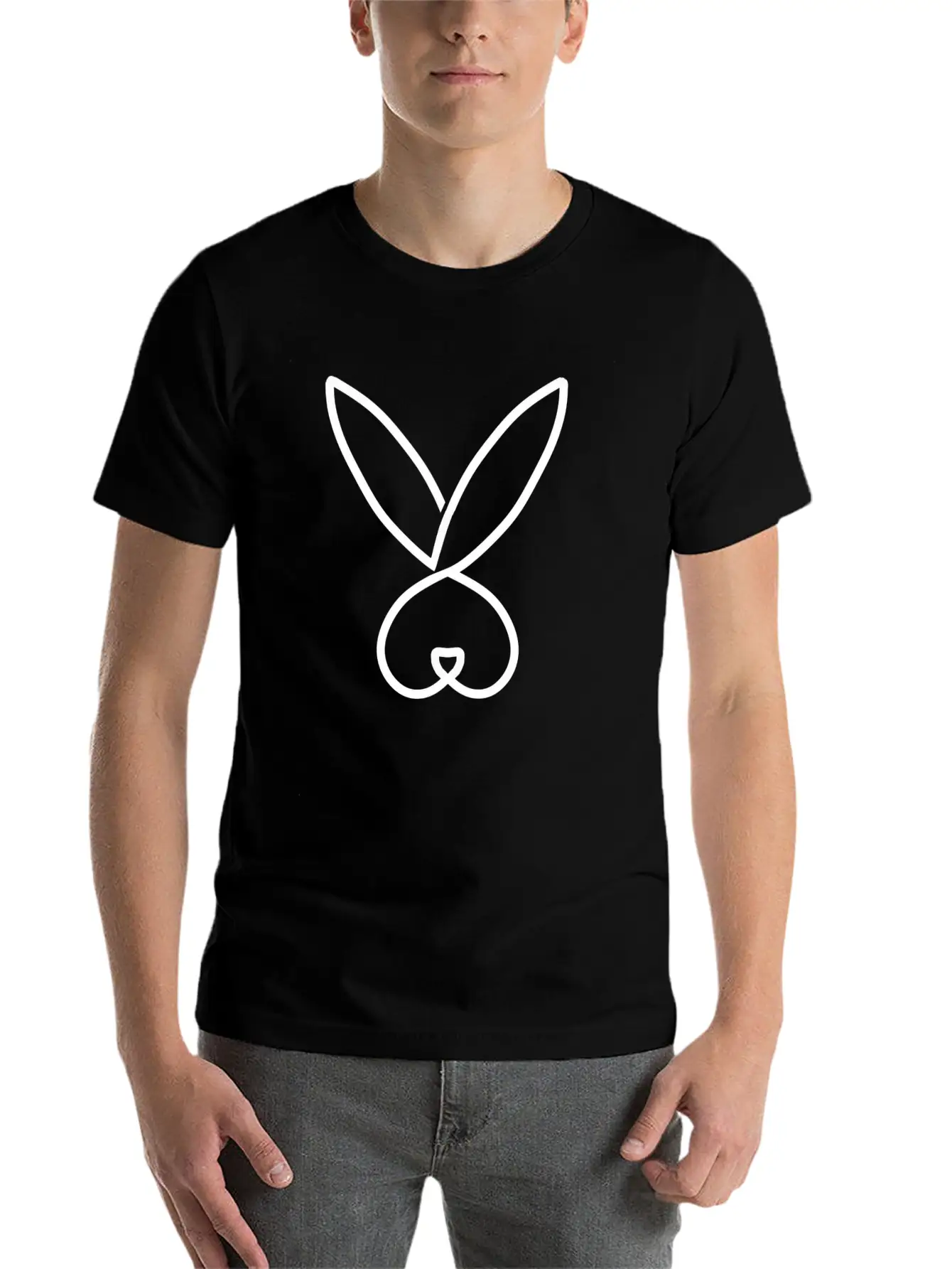 Rabbit Hand Drawn Minimalistic Lightweight Cotton T-Shirt – Daily Comfort Graphic Shirt
